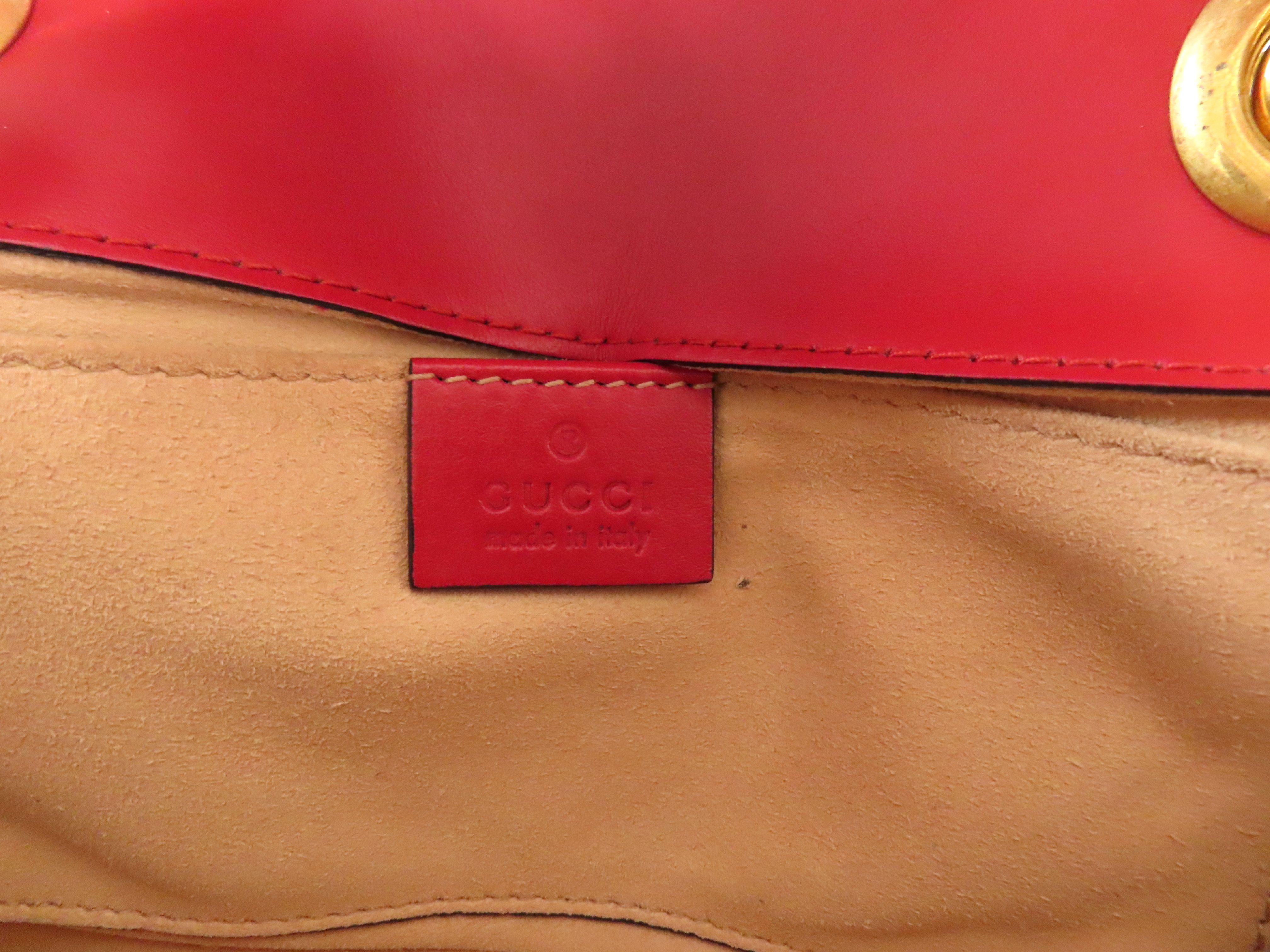ID- GG Marmont Cow Skin Chain Shoulder Bag Red #446744 Shoulder Bag — view 11