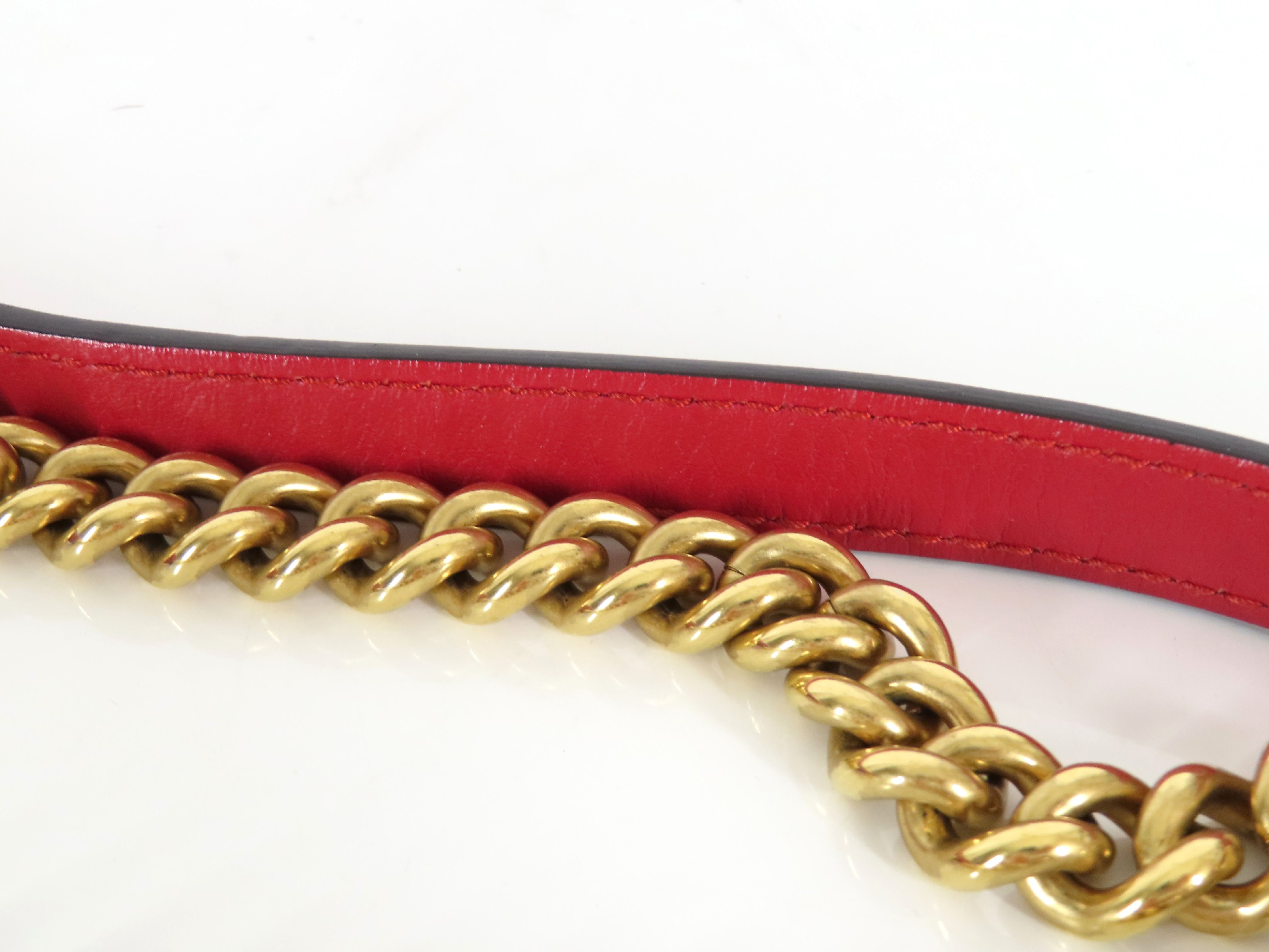 ID- GG Marmont Cow Skin Chain Shoulder Bag Red #446744 Shoulder Bag — view 4