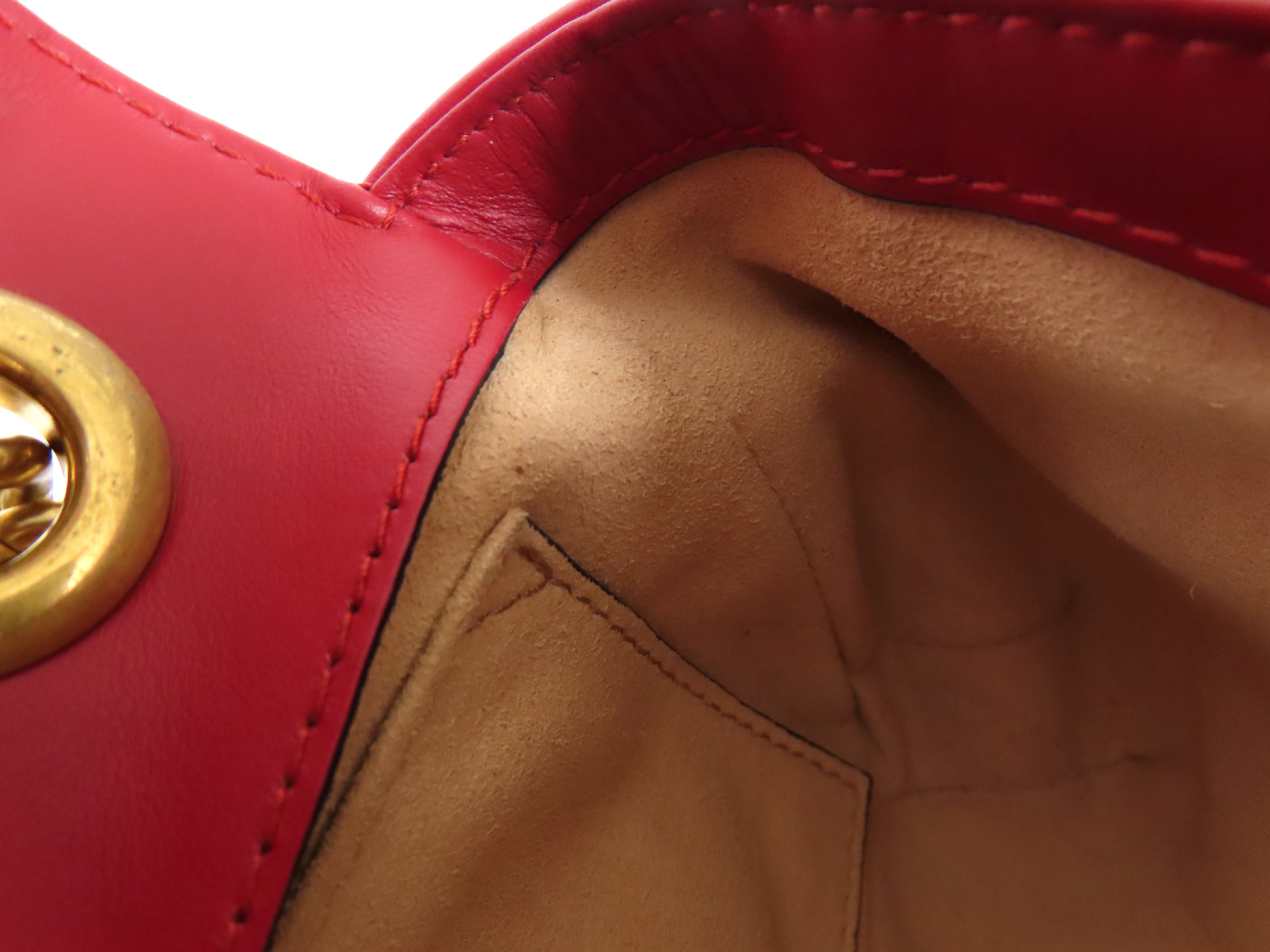 ID- GG Marmont Cow Skin Chain Shoulder Bag Red #446744 Shoulder Bag — view 9