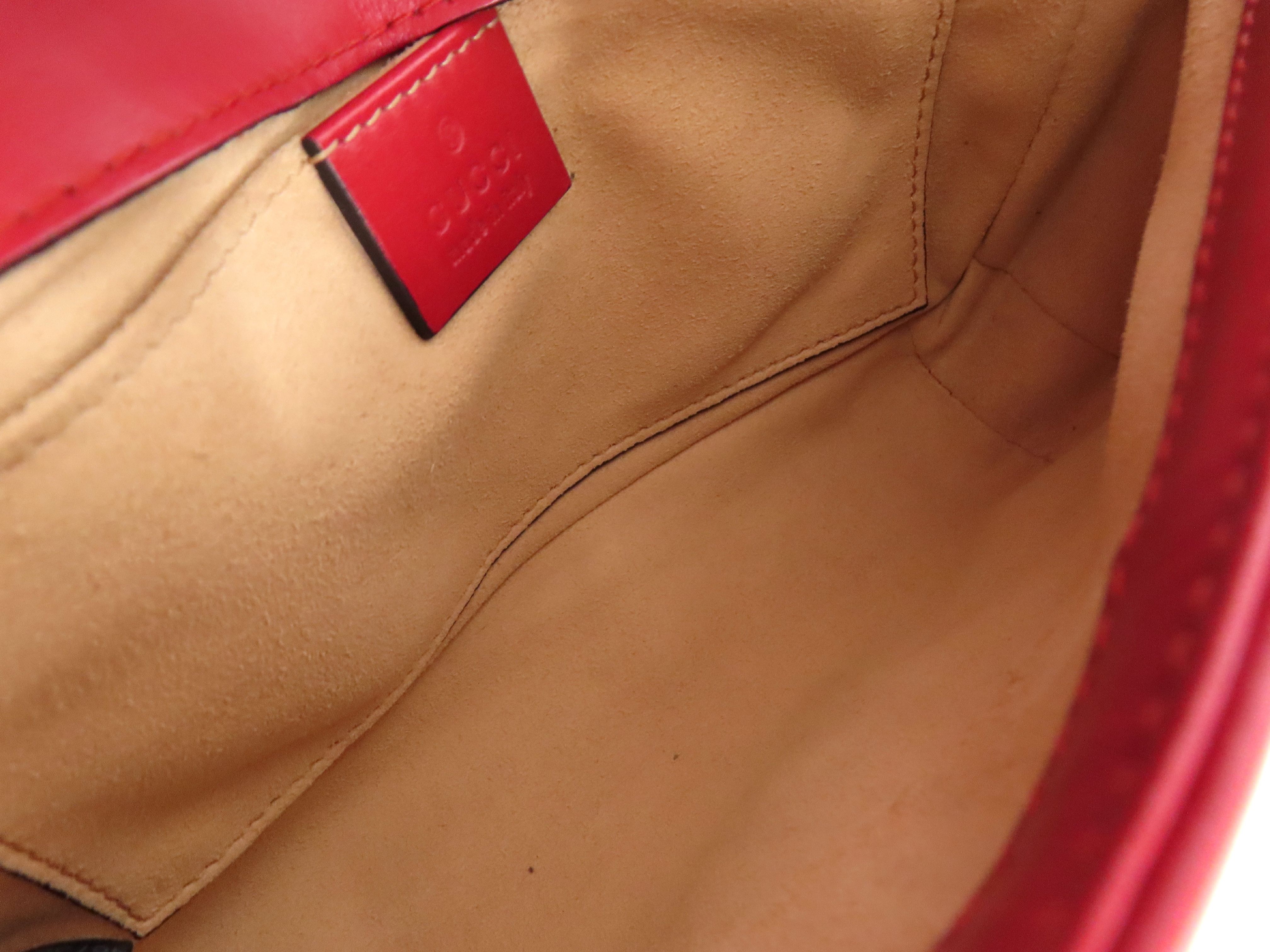 ID- GG Marmont Cow Skin Chain Shoulder Bag Red #446744 Shoulder Bag — view 10
