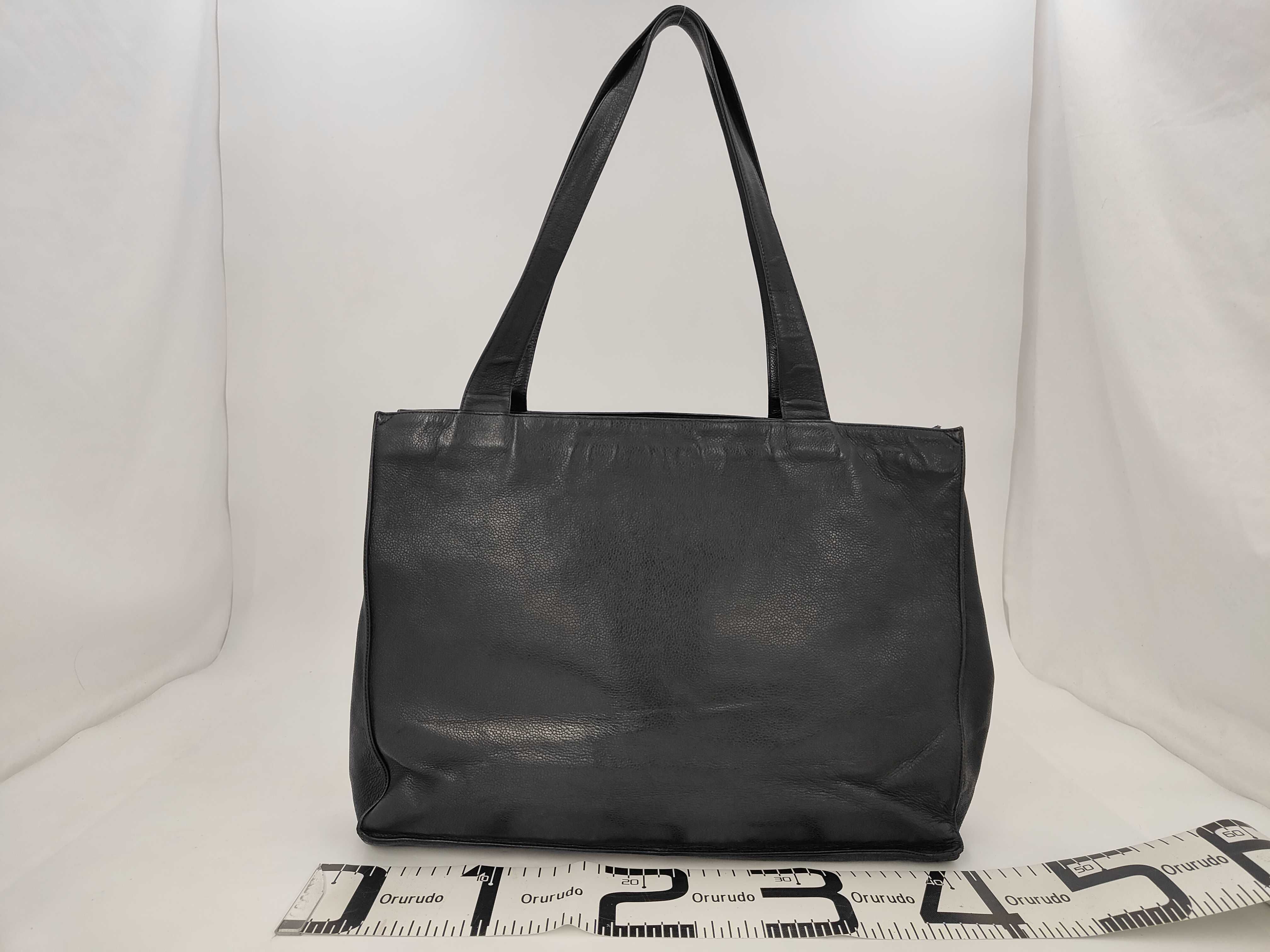 Caviar Skin Coco Mark Tote Bag, Black Tote Bag — view 2