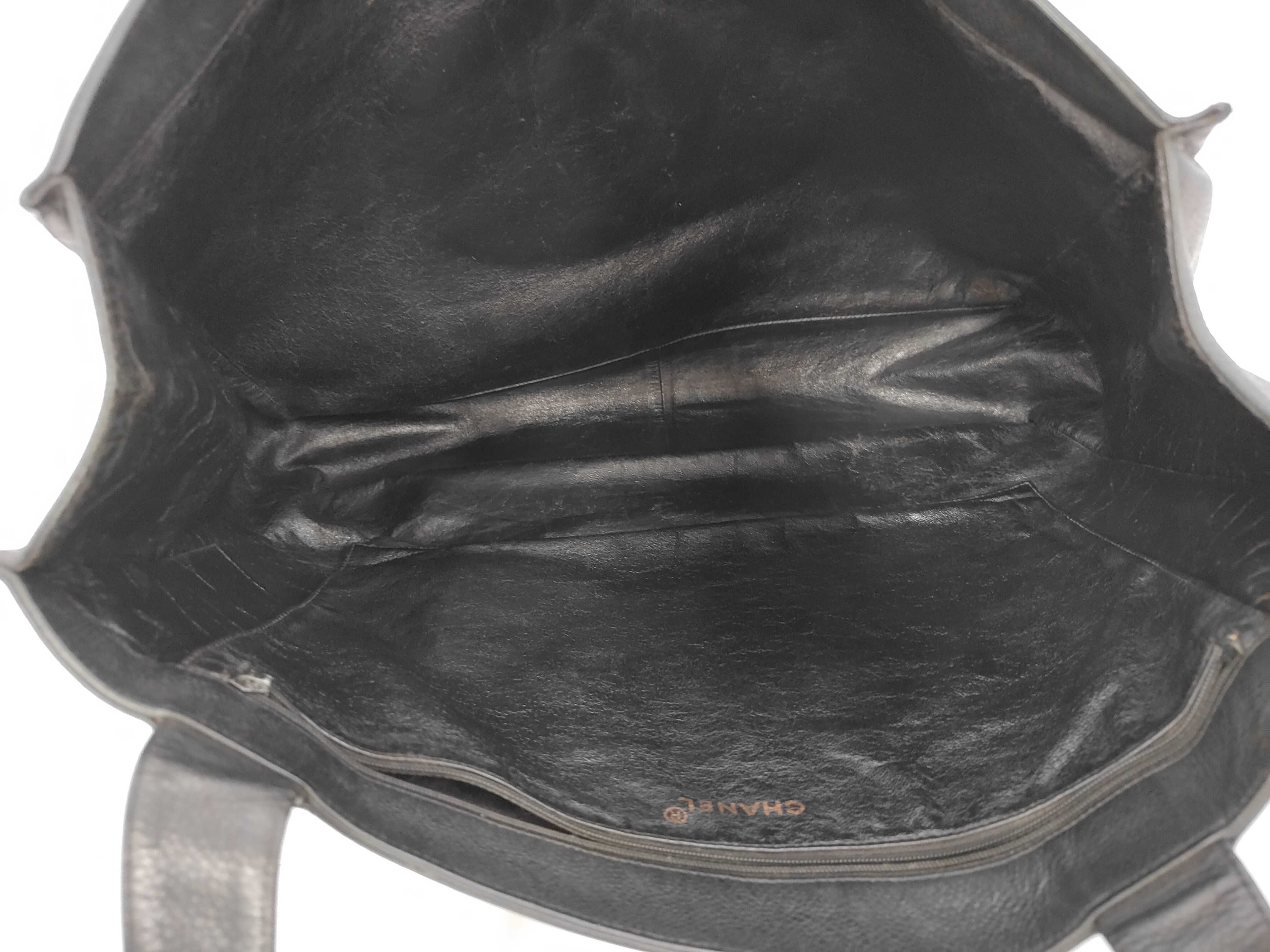 Caviar Skin Coco Mark Tote Bag, Black Tote Bag — view 8