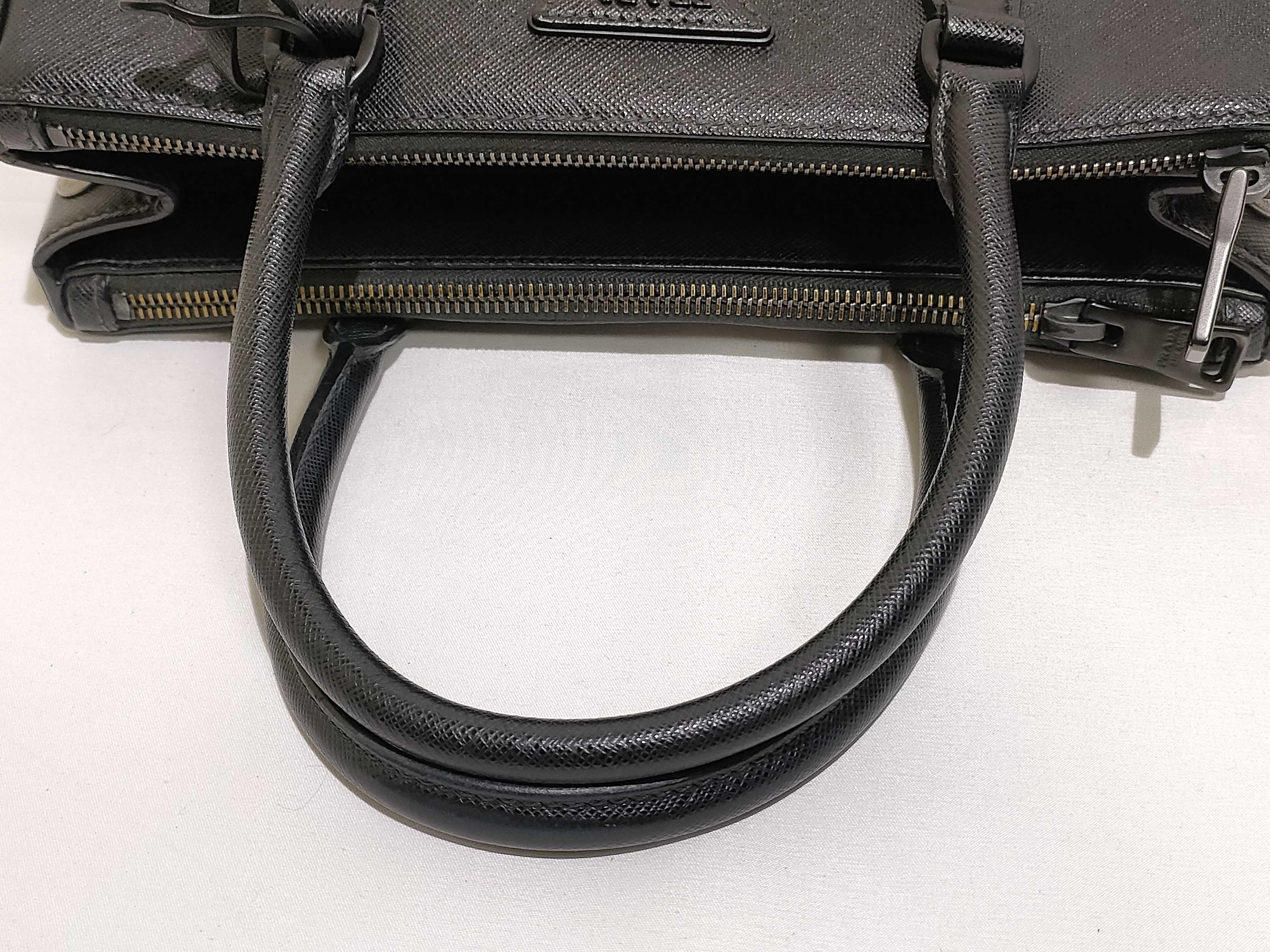 Galleria Saffiano Leather 2-Way Handbag/Shoulder Bag, Black, 1BA863 — view 3