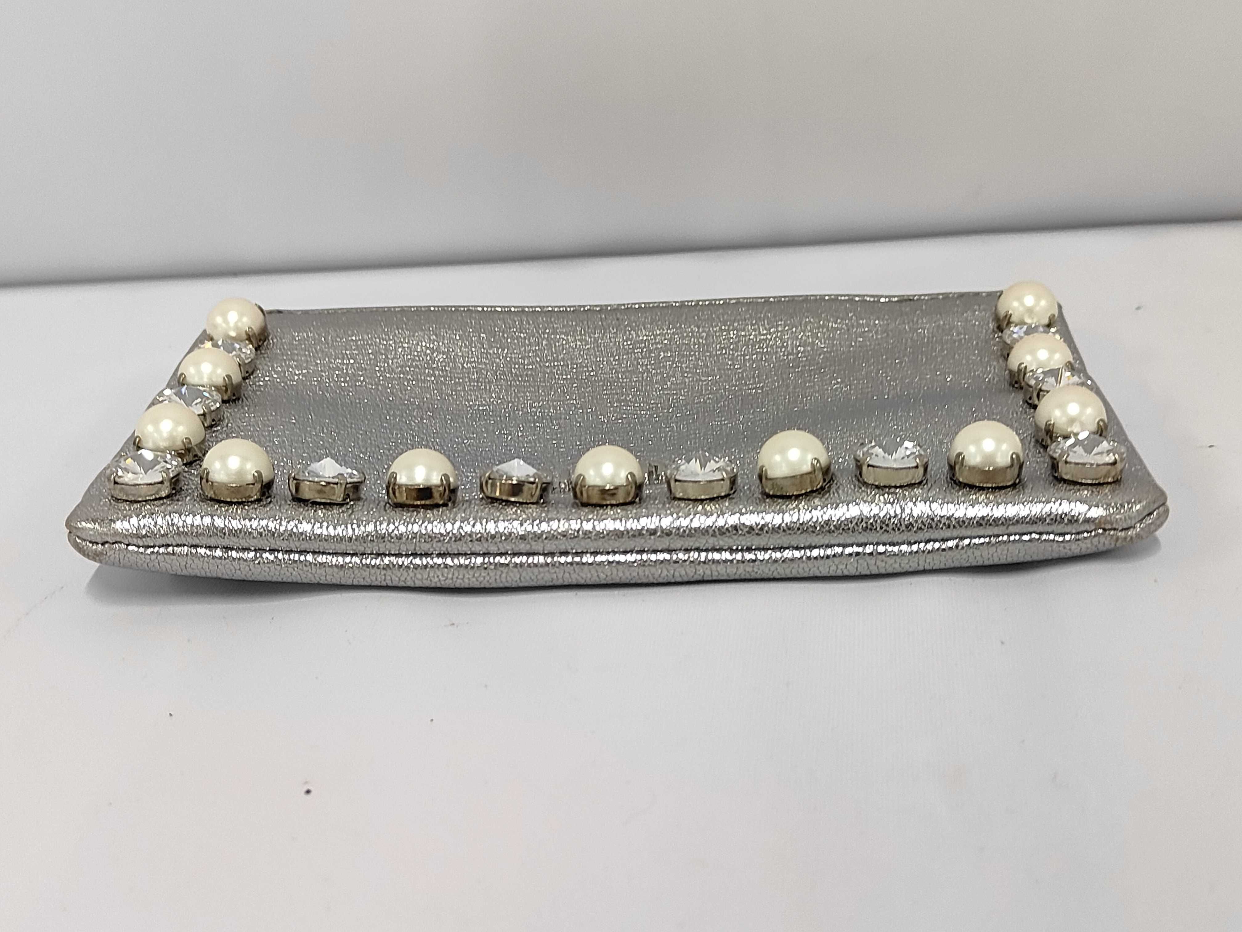 pouch with rhinestones and faux pearls, 5MB002 pouch — view 3