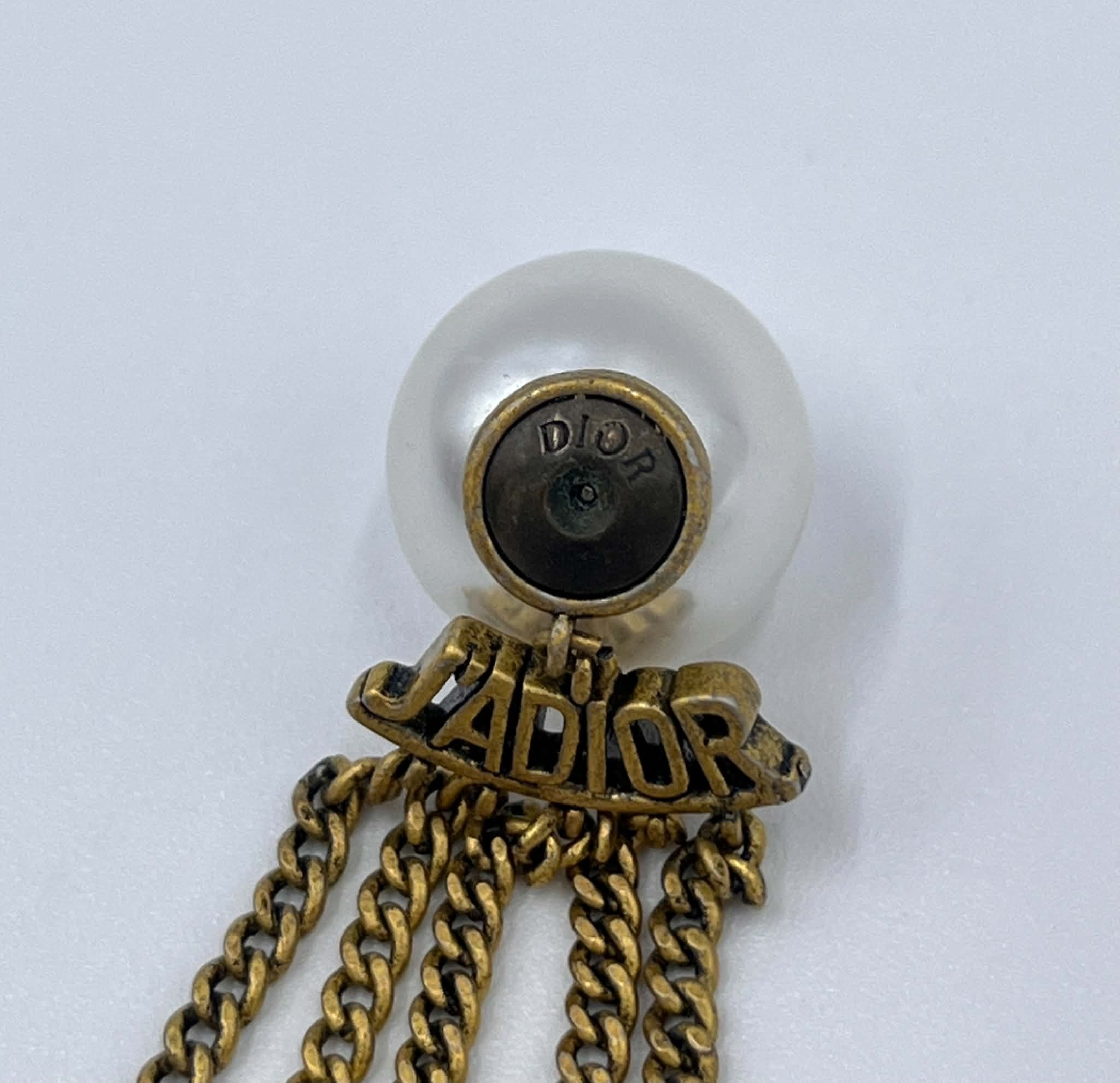 JADIOR Logo Pearl Tribal Fringe Chain Earrings — view 3