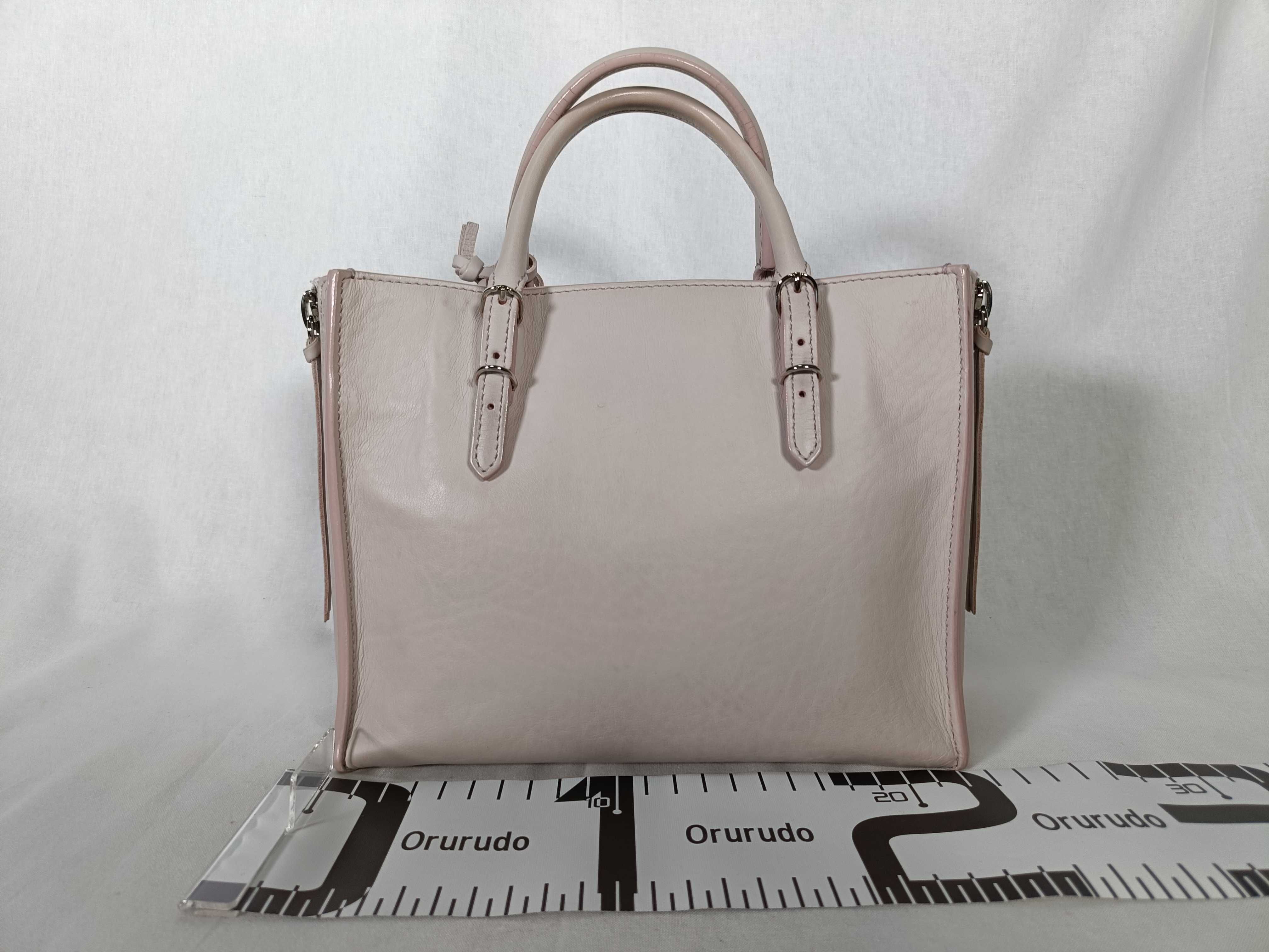 Paper Mini Leather 2-Way Handbag, Beige, 357333, with Mirror, Shoulder Bag — view 2