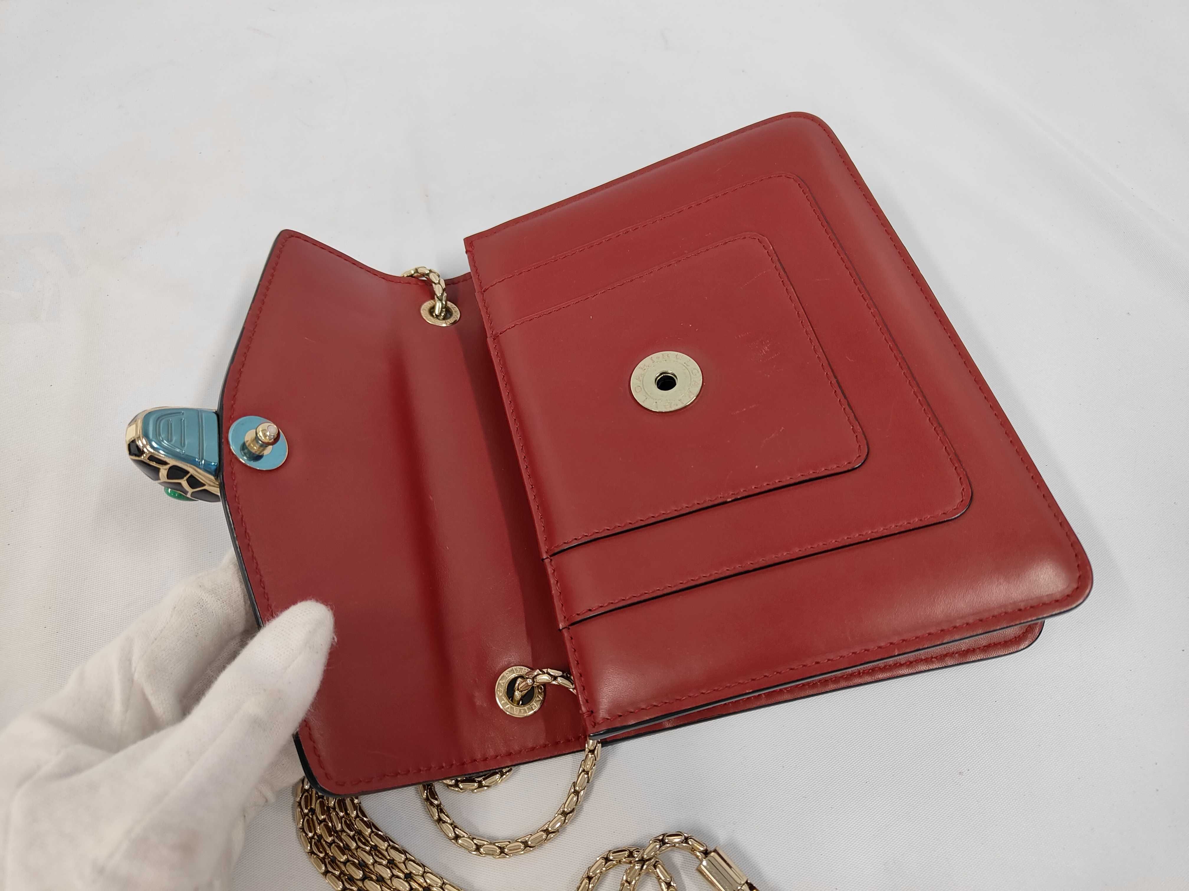 Serpenti Forever Leather Chain Shoulder Bag with Mirror — view 7
