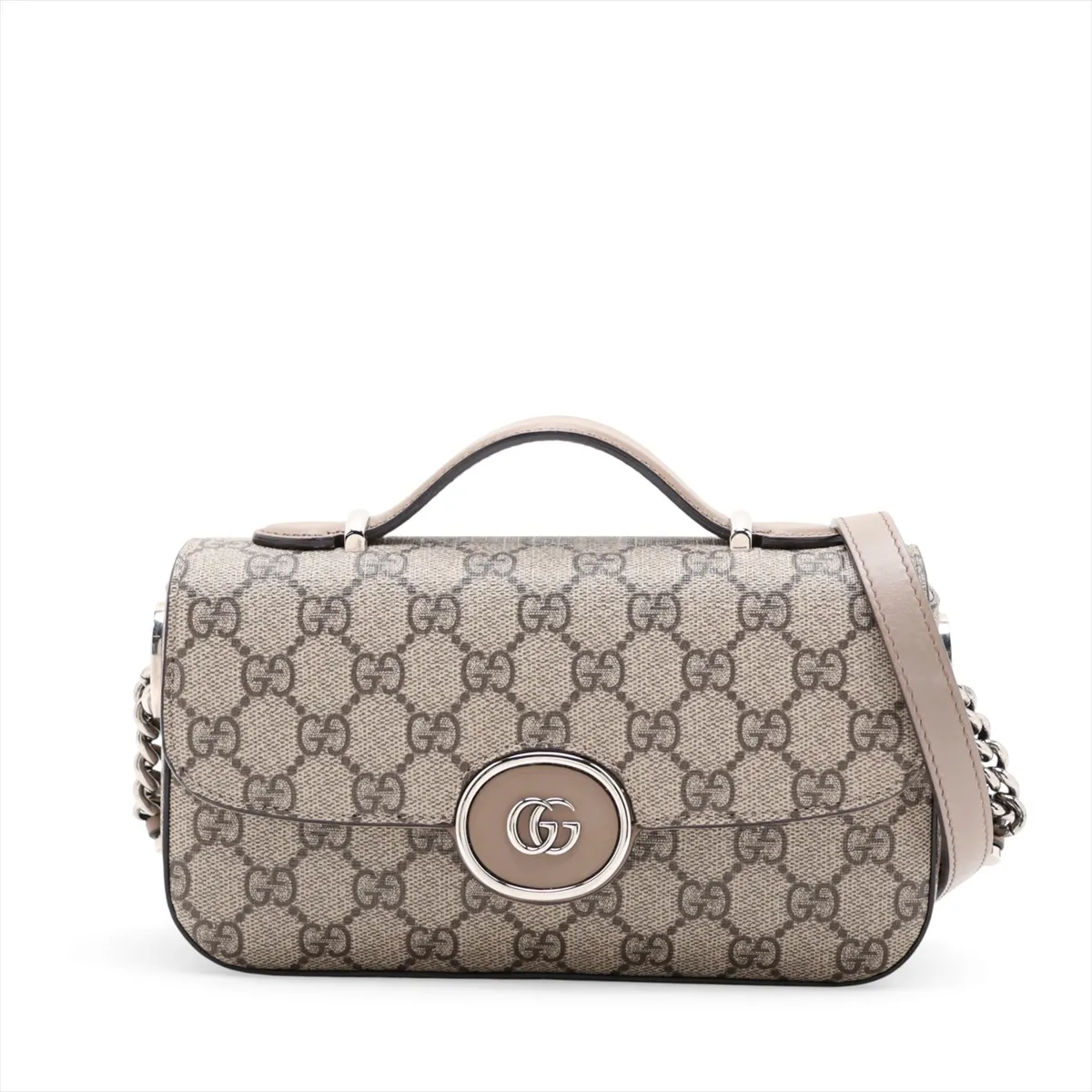 Petite GG Supreme PVC x Leather 2-Way Shoulder Bag, Beige, 739722
