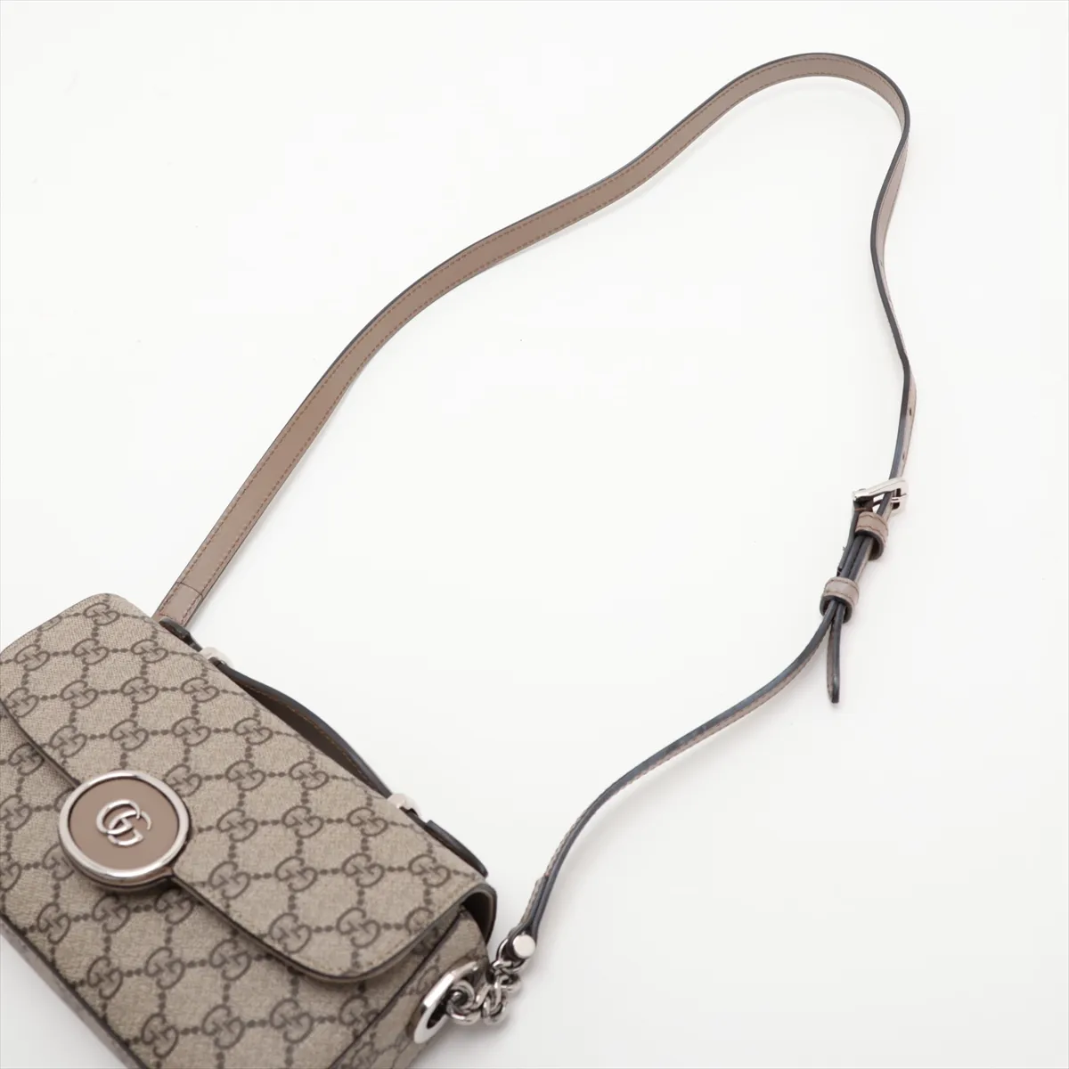 Petite GG Supreme PVC x Leather 2-Way Shoulder Bag, Beige, 739722 — view 5