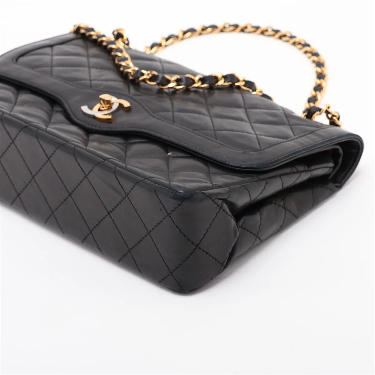 Matelassé Lambskin Double Flap Double Chain Bag, Paris Limited Edition, Black with Gold Hardware, 212931 (Serial Number 0) — view 3