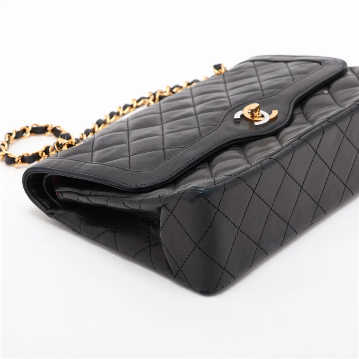 Matelassé Lambskin Double Flap Double Chain Bag, Paris Limited Edition, Black with Gold Hardware, 212931 (Serial Number 0) — view 4