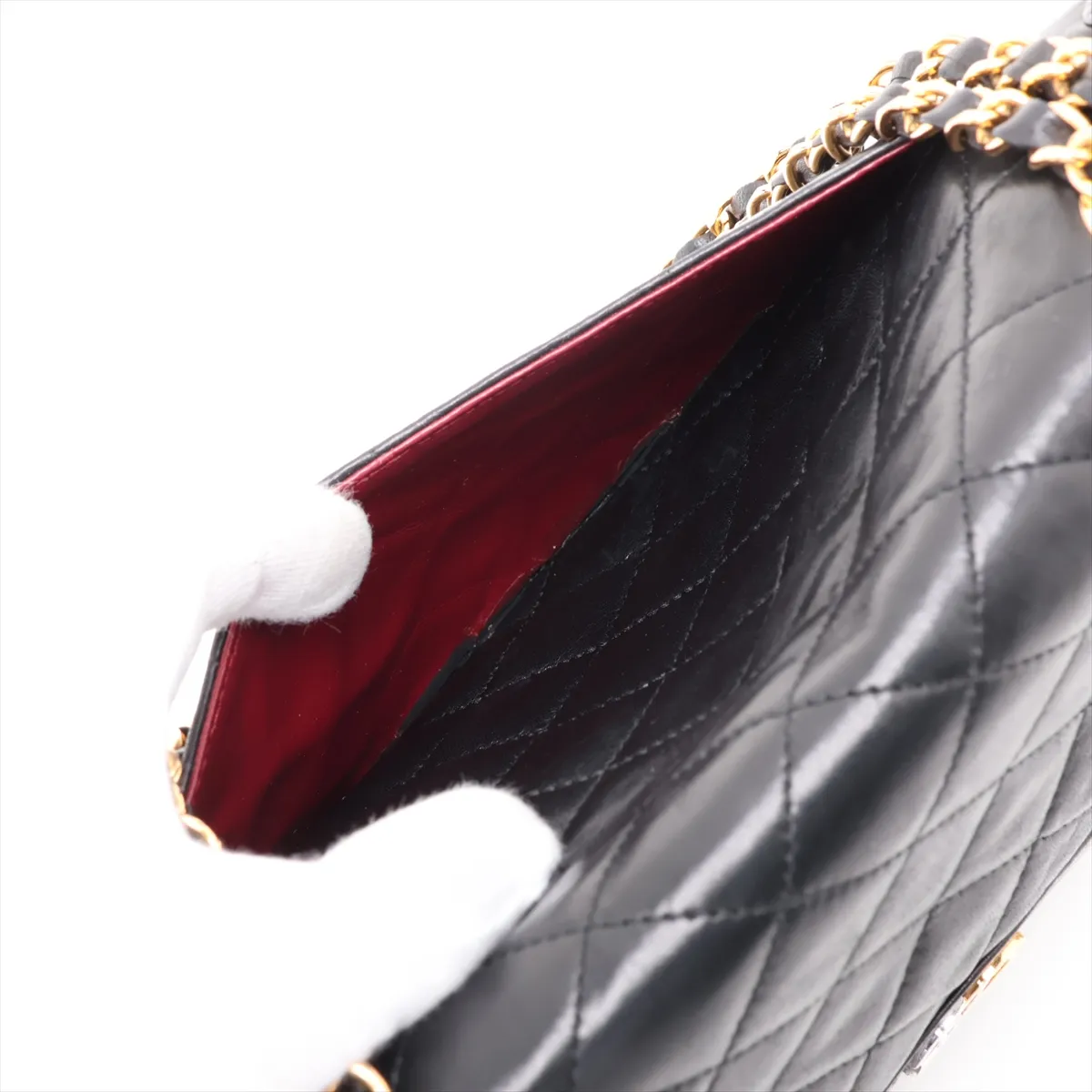 Matelassé Lambskin Double Flap Double Chain Bag, Paris Limited Edition, Black with Gold Hardware, 212931 (Serial Number 0) — view 9