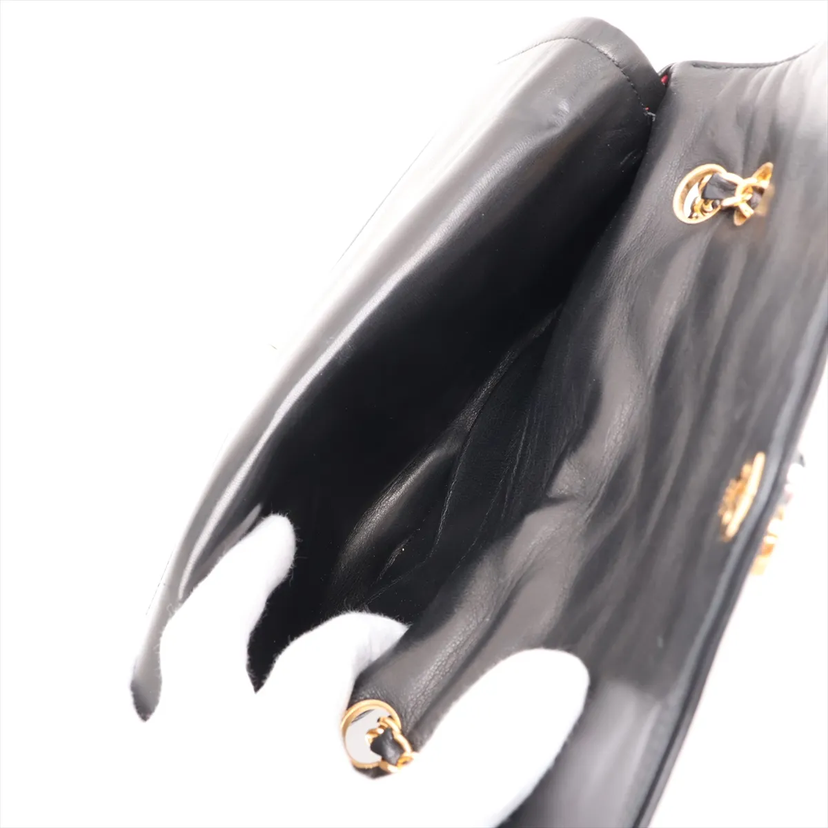Matelassé Lambskin Double Flap Double Chain Bag, Paris Limited Edition, Black with Gold Hardware, 212931 (Serial Number 0) — view 10