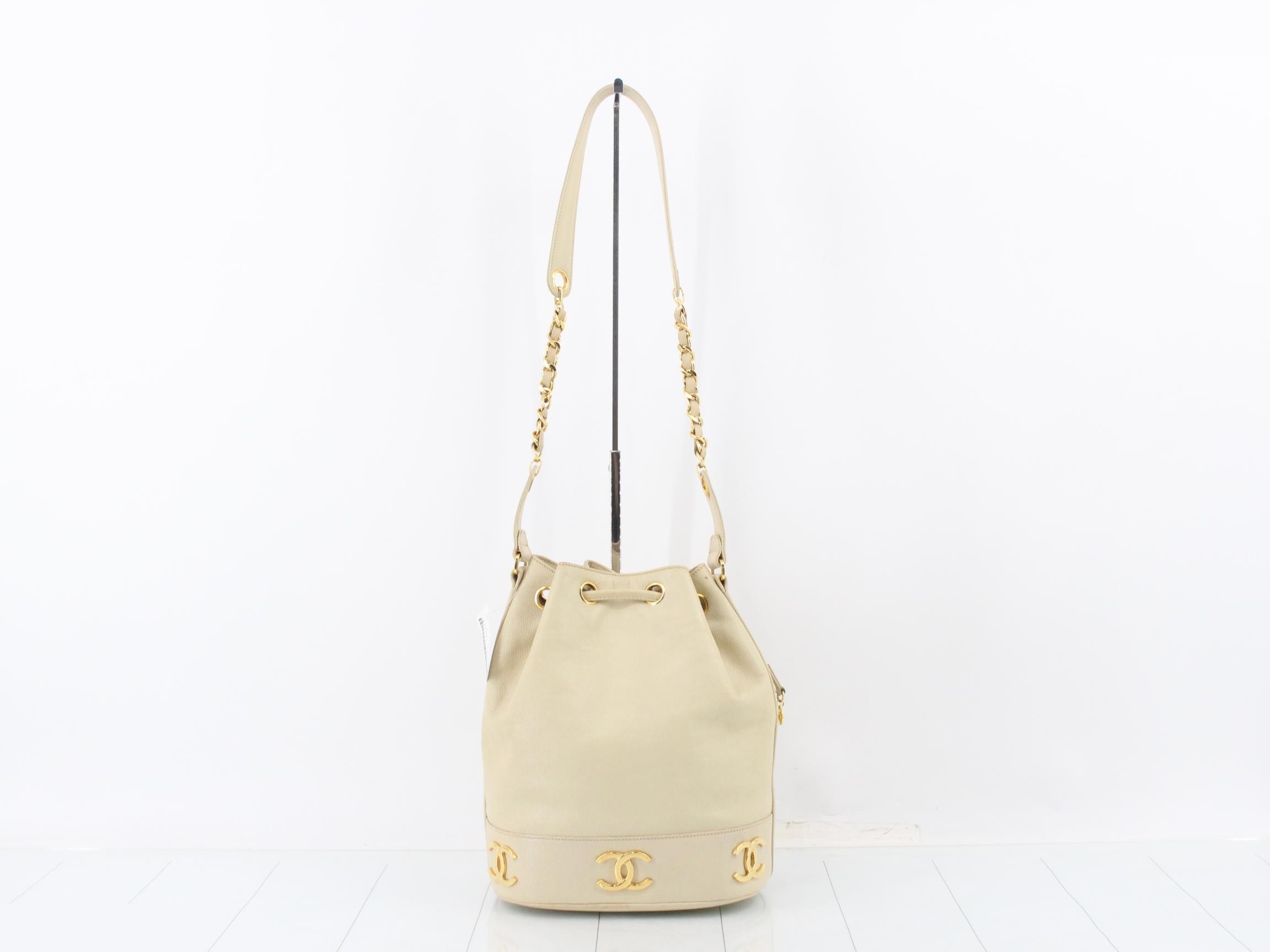 Triple Coco Chain Shoulder Bag, Caviar Skin, Ivory — view 2