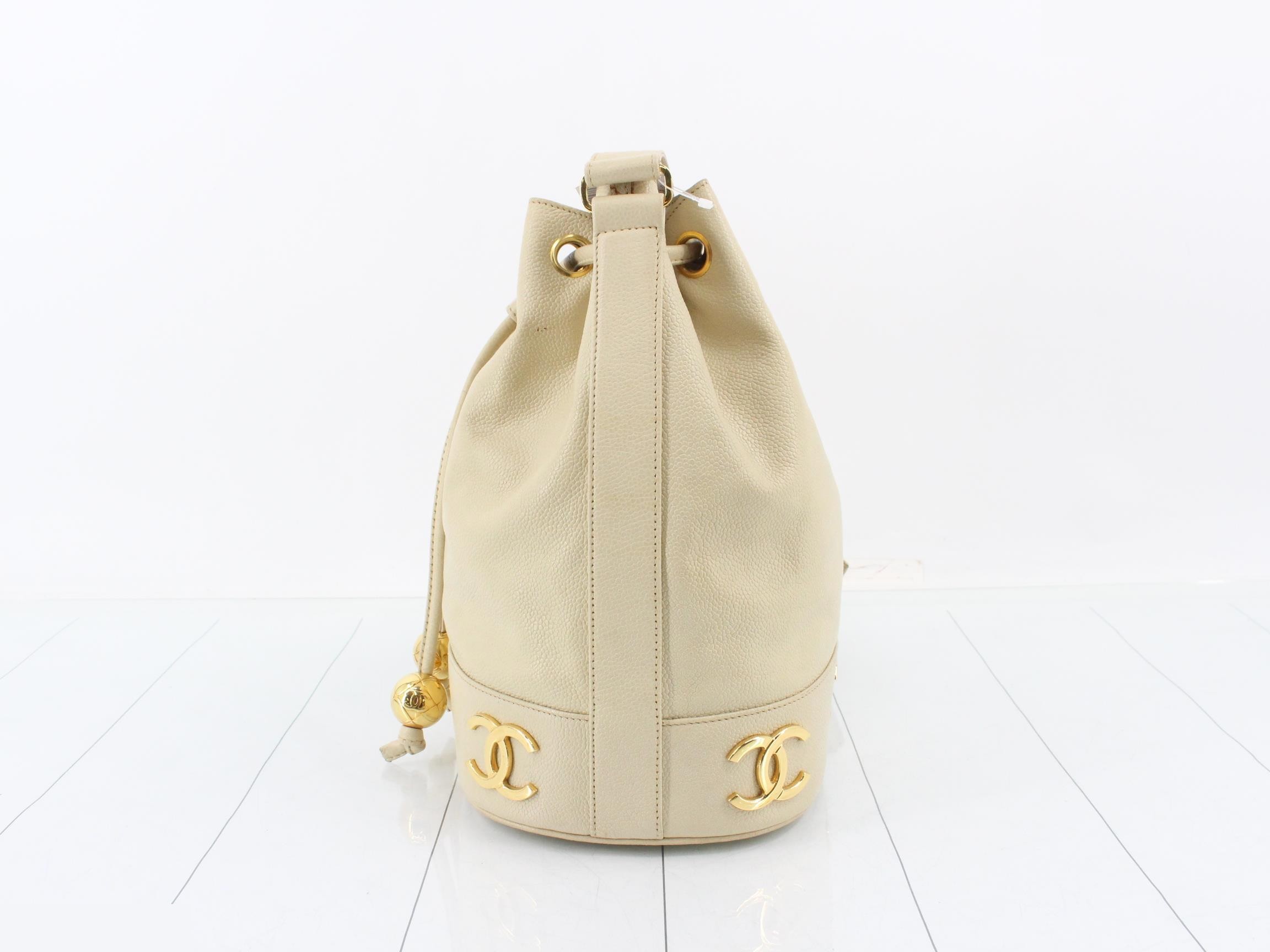 Triple Coco Chain Shoulder Bag, Caviar Skin, Ivory — view 3