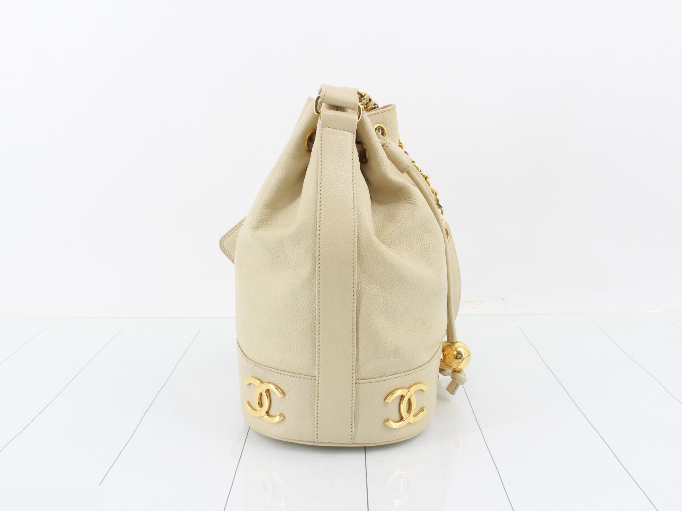 Triple Coco Chain Shoulder Bag, Caviar Skin, Ivory — view 4