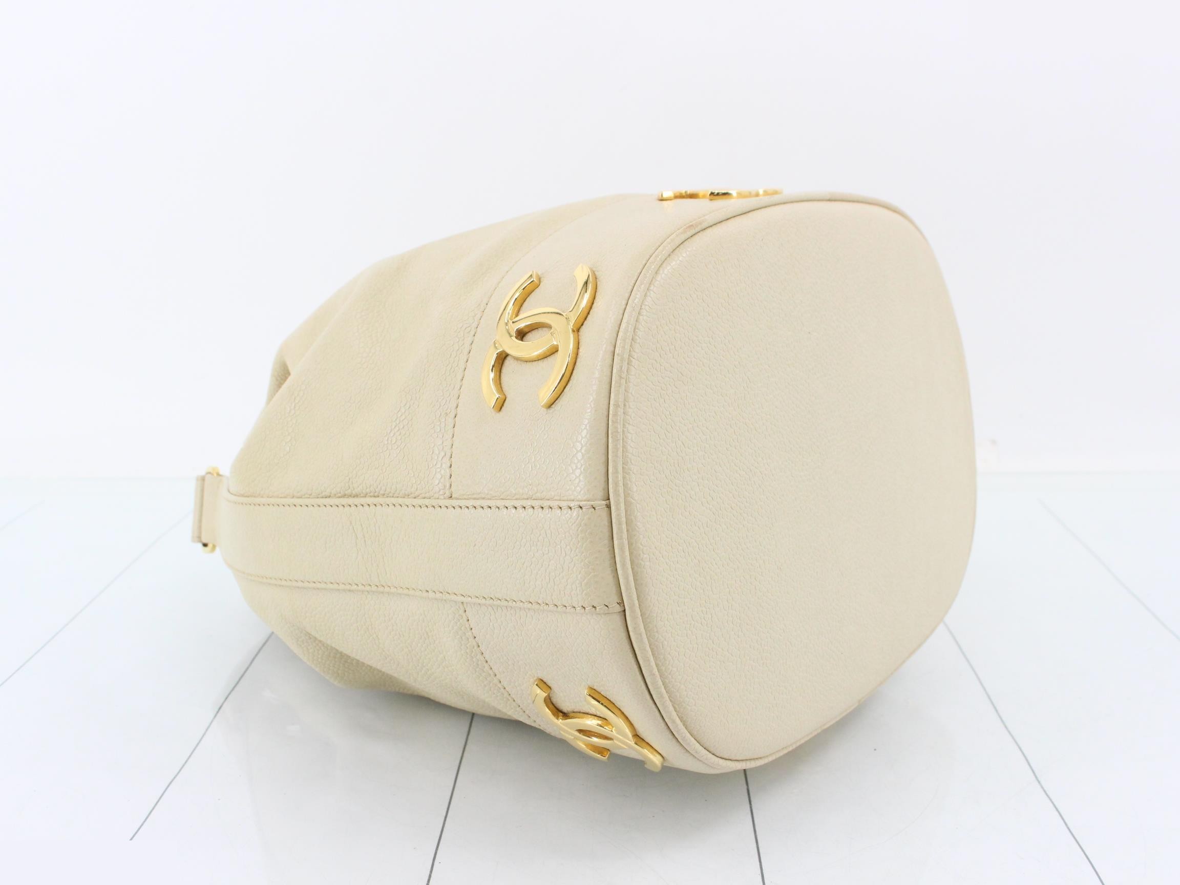 Triple Coco Chain Shoulder Bag, Caviar Skin, Ivory — view 5