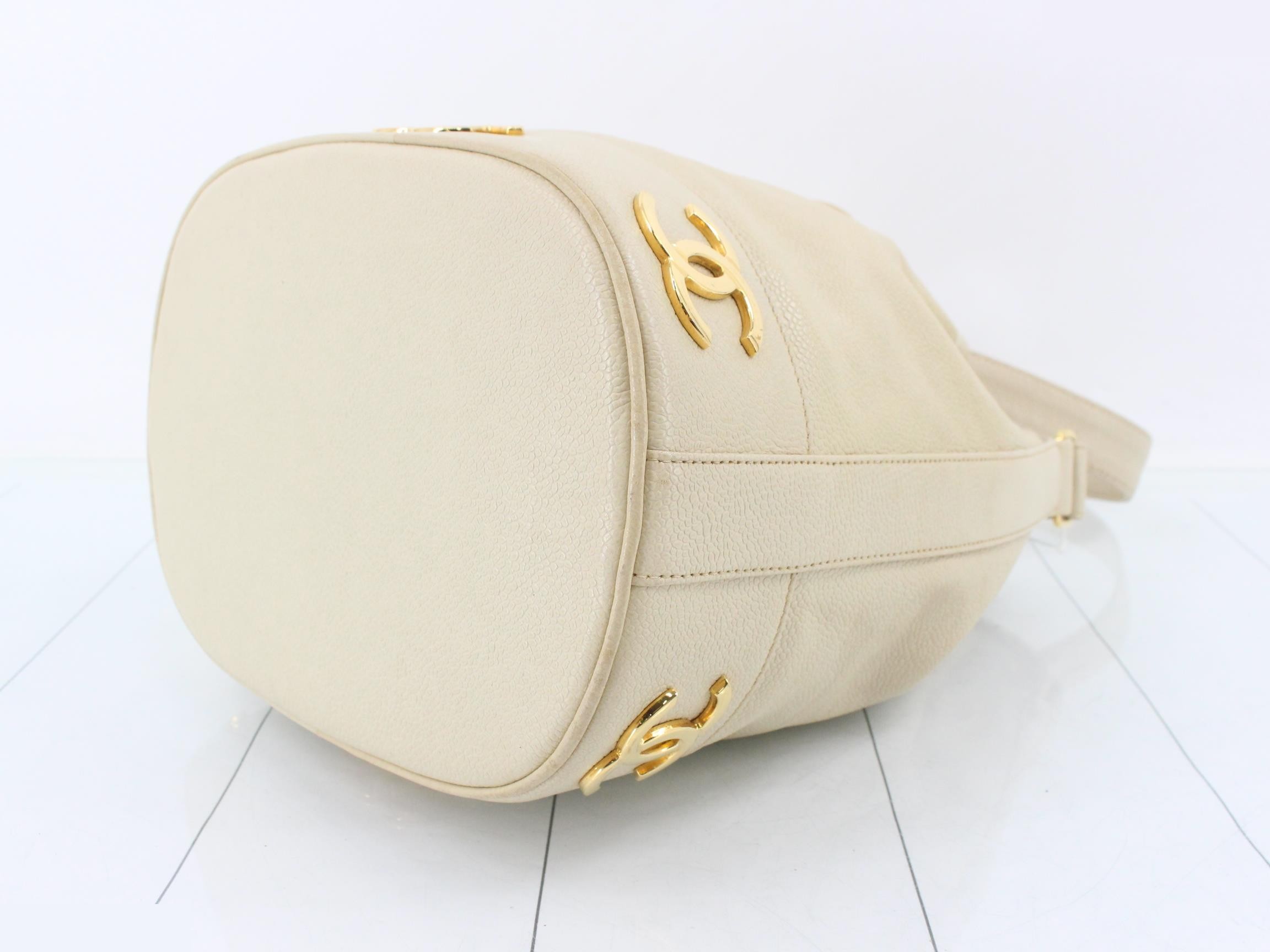 Triple Coco Chain Shoulder Bag, Caviar Skin, Ivory — view 6