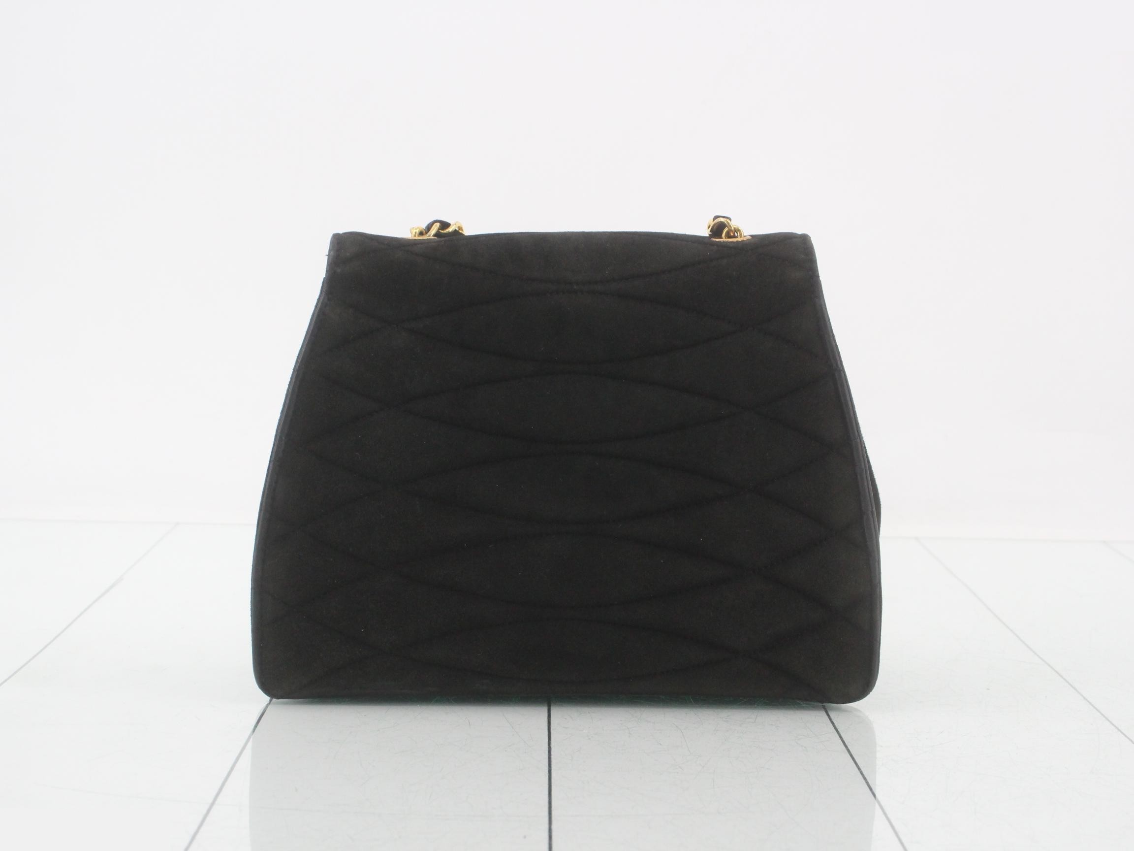 Suede chain shoulder bag, black — view 2