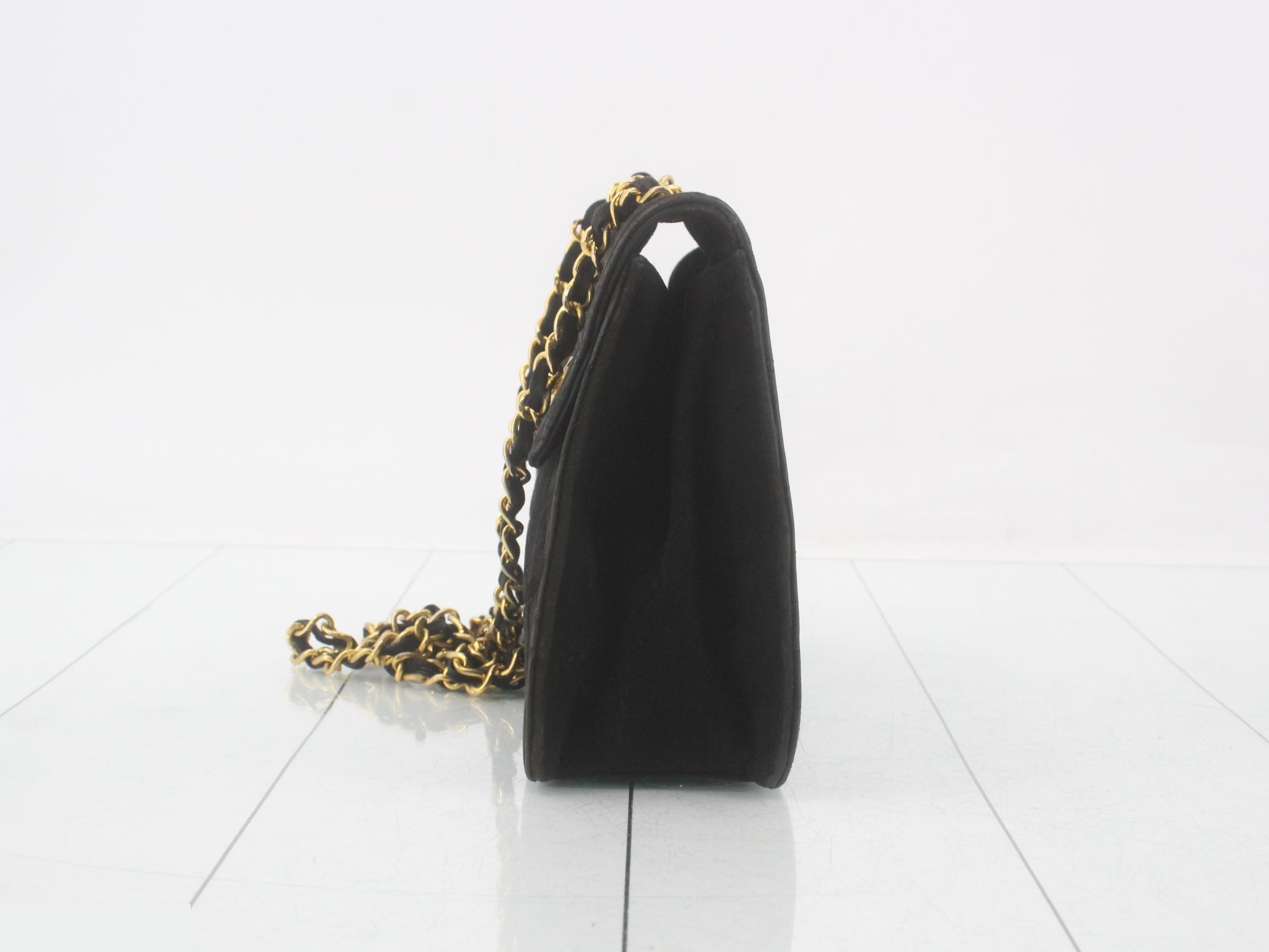 Suede chain shoulder bag, black — view 3