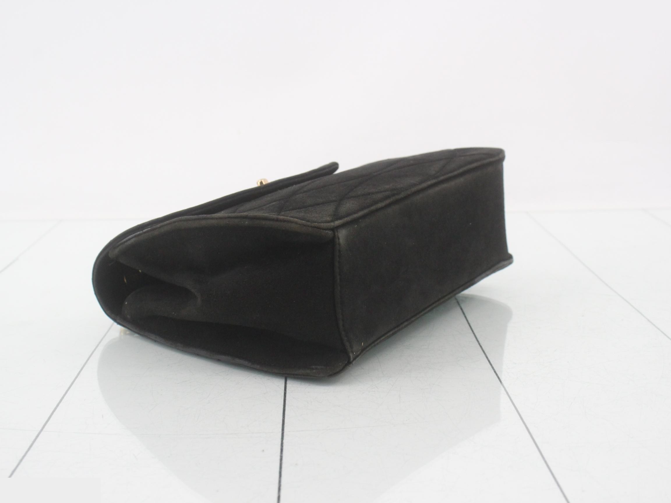 Suede chain shoulder bag, black — view 5