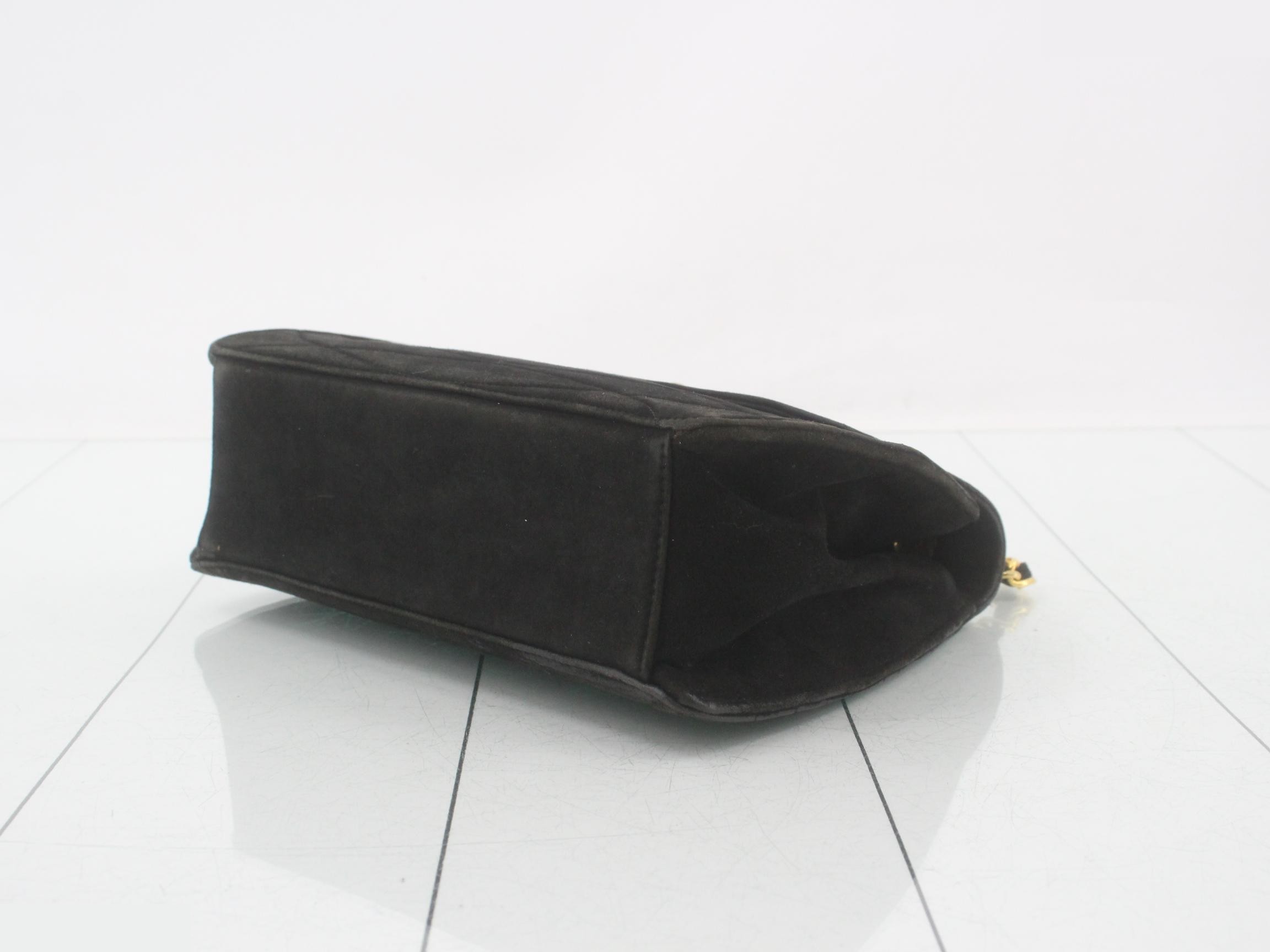 Suede chain shoulder bag, black — view 6
