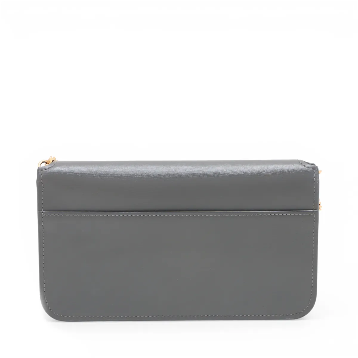 Leather Chain Shoulder Bag, Gray, 635095 — view 2