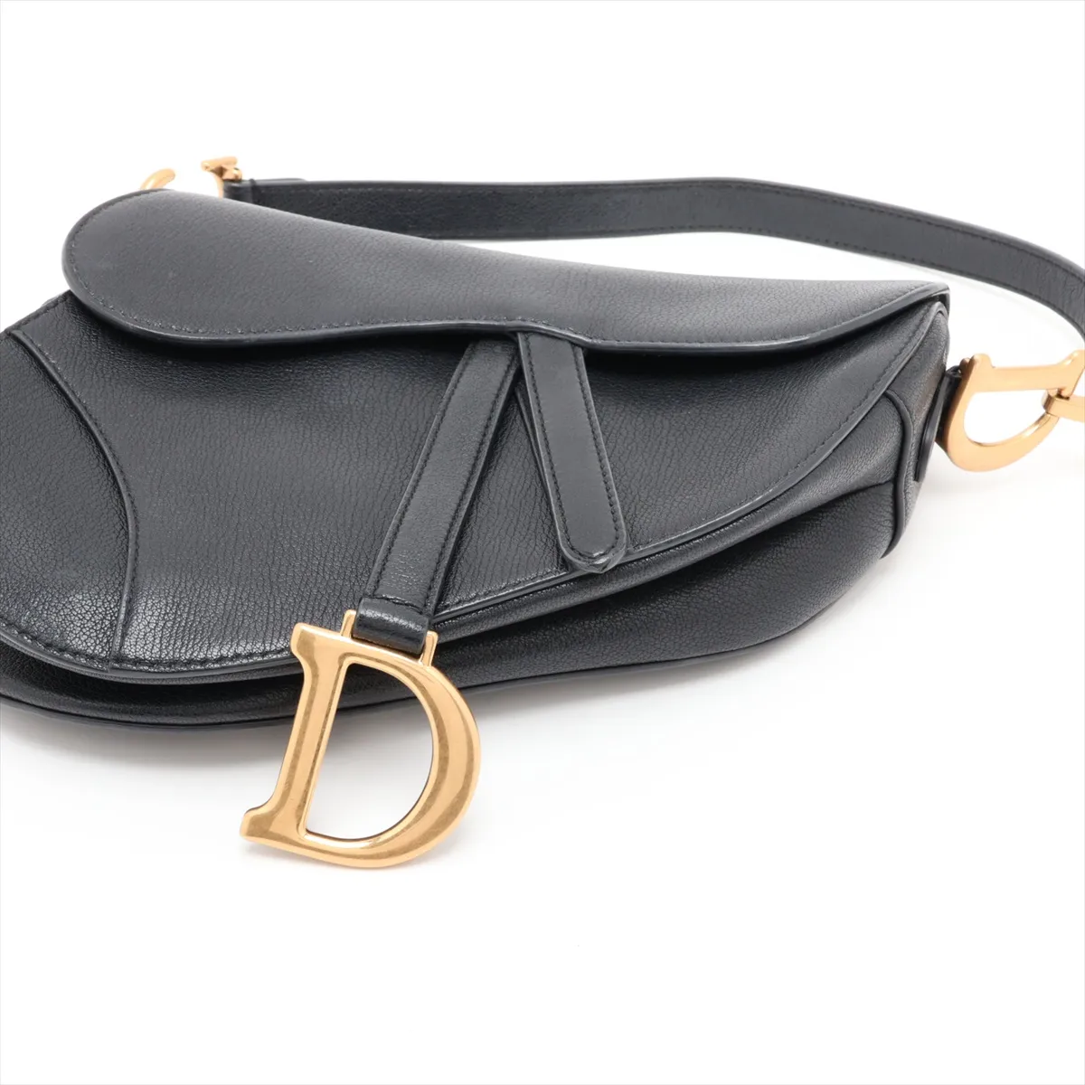 Saddle Bag Leather Shoulder Bag Black — view 3