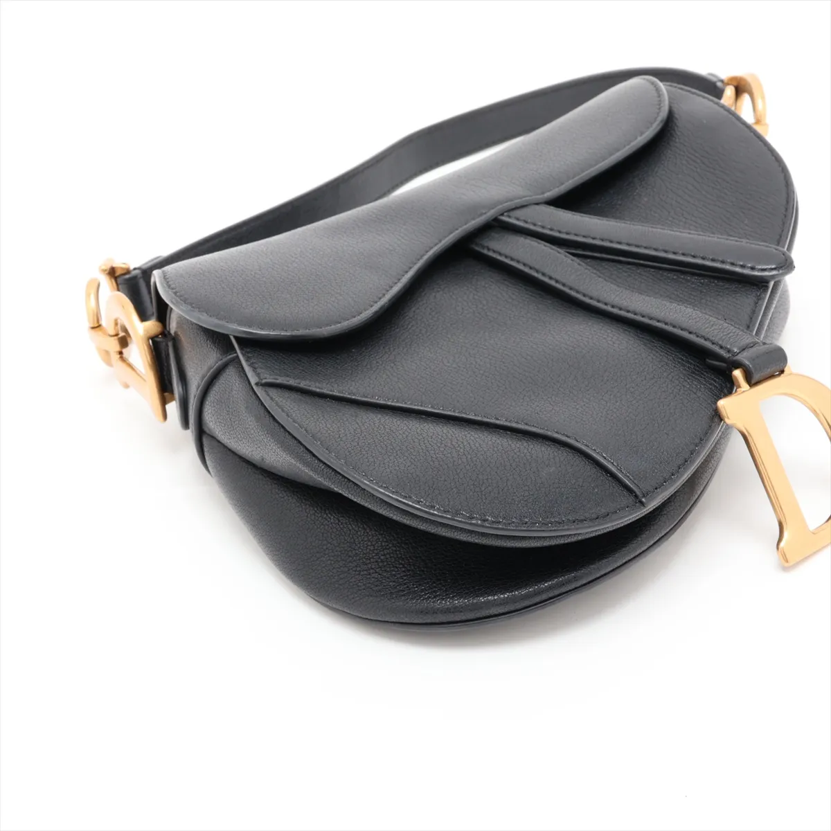 Saddle Bag Leather Shoulder Bag Black — view 4