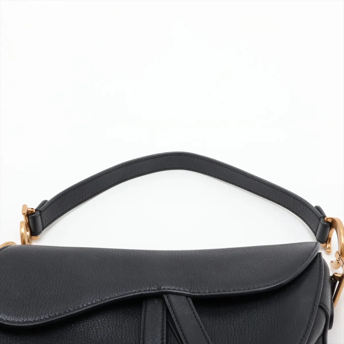 Saddle Bag Leather Shoulder Bag Black — view 6