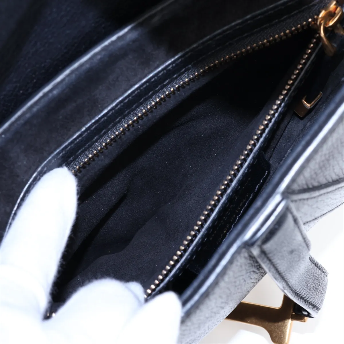 Saddle Bag Leather Shoulder Bag Black — view 8