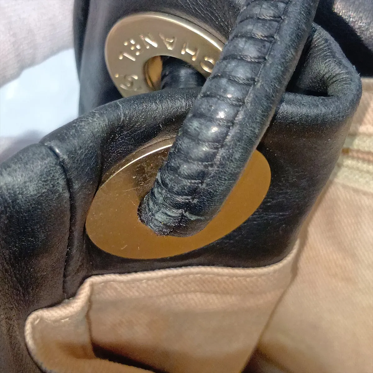 Camellia Lambskin Tote Bag, Black with Gold Hardware, Item No. 7896168 (Serial Number 7) — view 13
