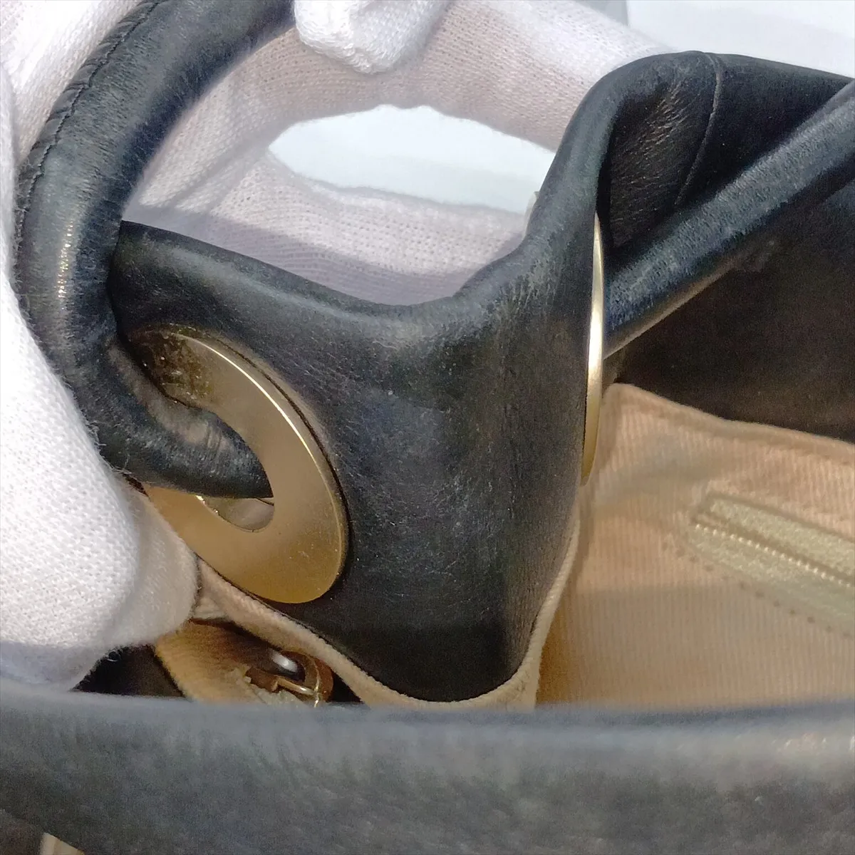 Camellia Lambskin Tote Bag, Black with Gold Hardware, Item No. 7896168 (Serial Number 7) — view 15