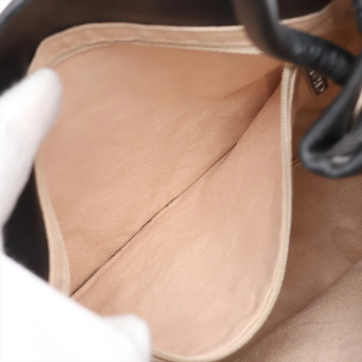 Camellia Lambskin Tote Bag, Black with Gold Hardware, Item No. 7896168 (Serial Number 7) — view 9