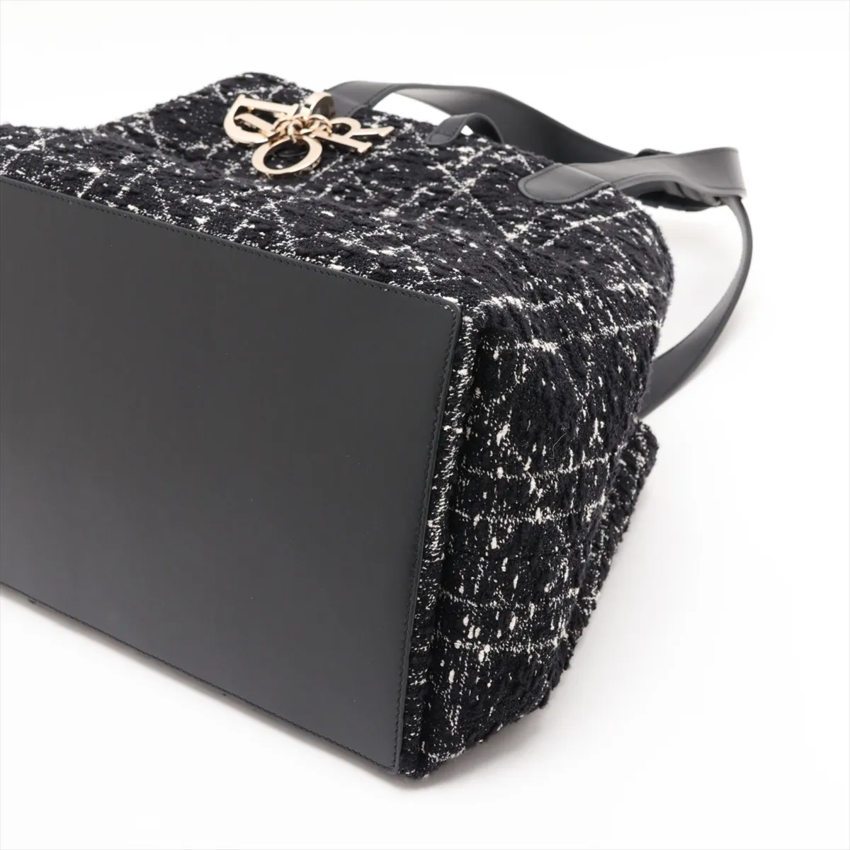 Toujours Tweed x Leather Tote Bag, Black — view 3