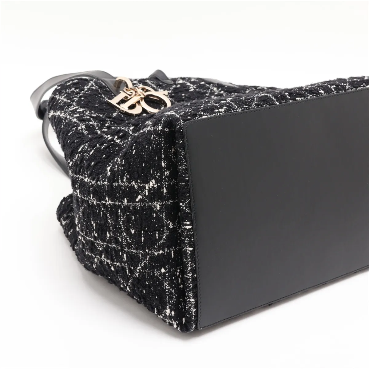 Toujours Tweed x Leather Tote Bag, Black — view 4