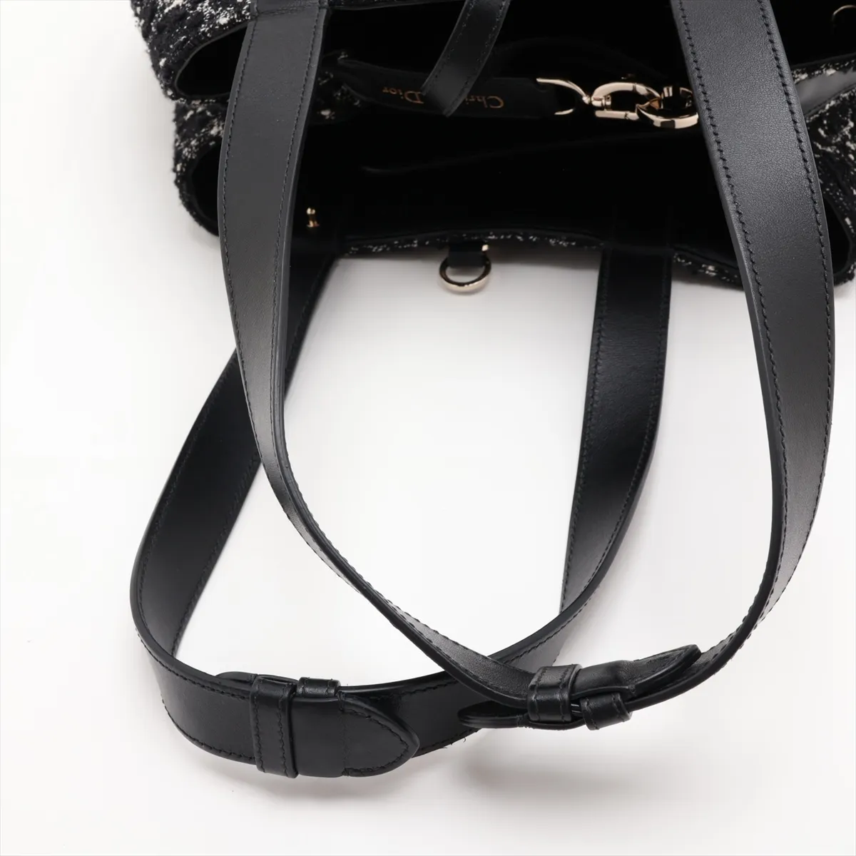 Toujours Tweed x Leather Tote Bag, Black — view 5