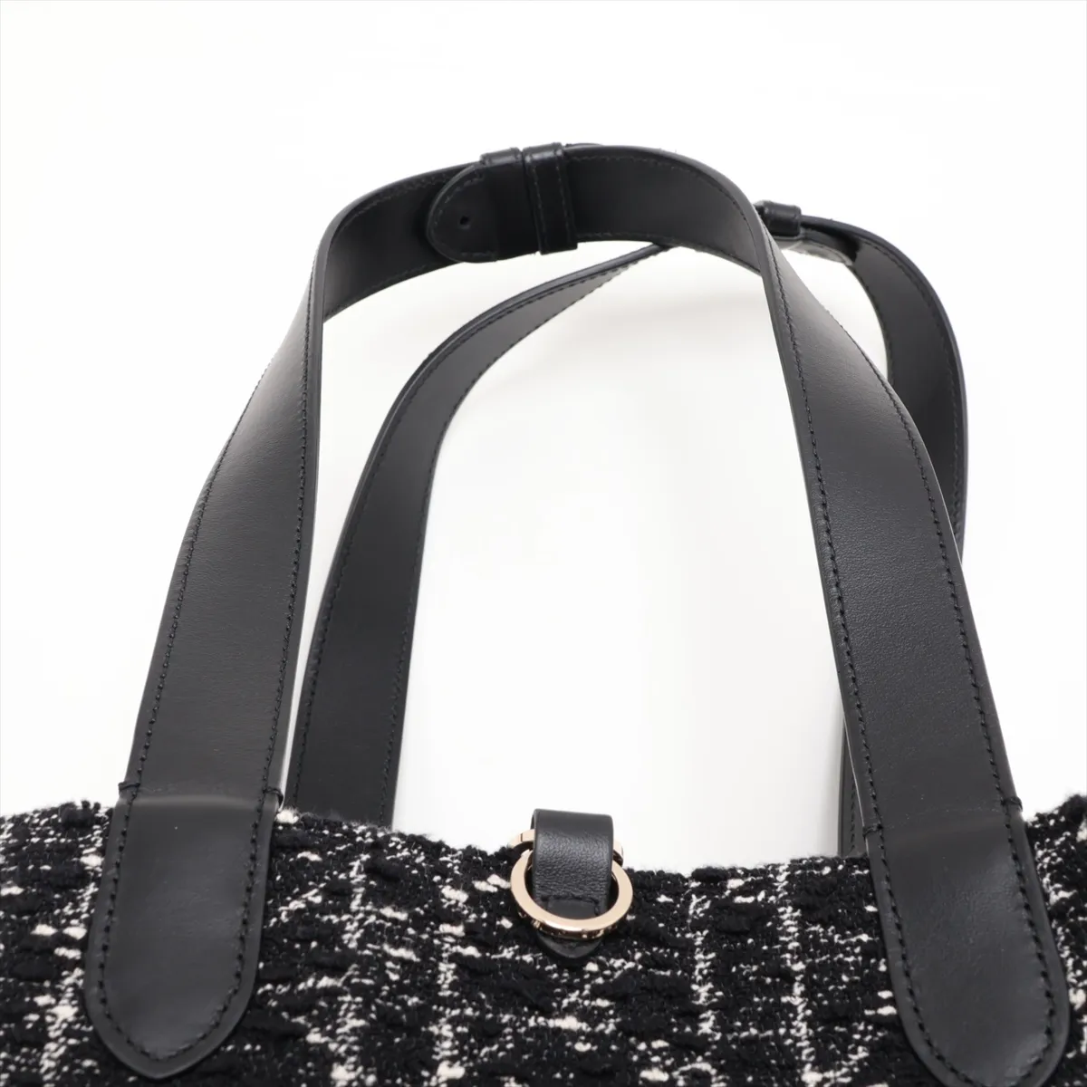 Toujours Tweed x Leather Tote Bag, Black — view 6