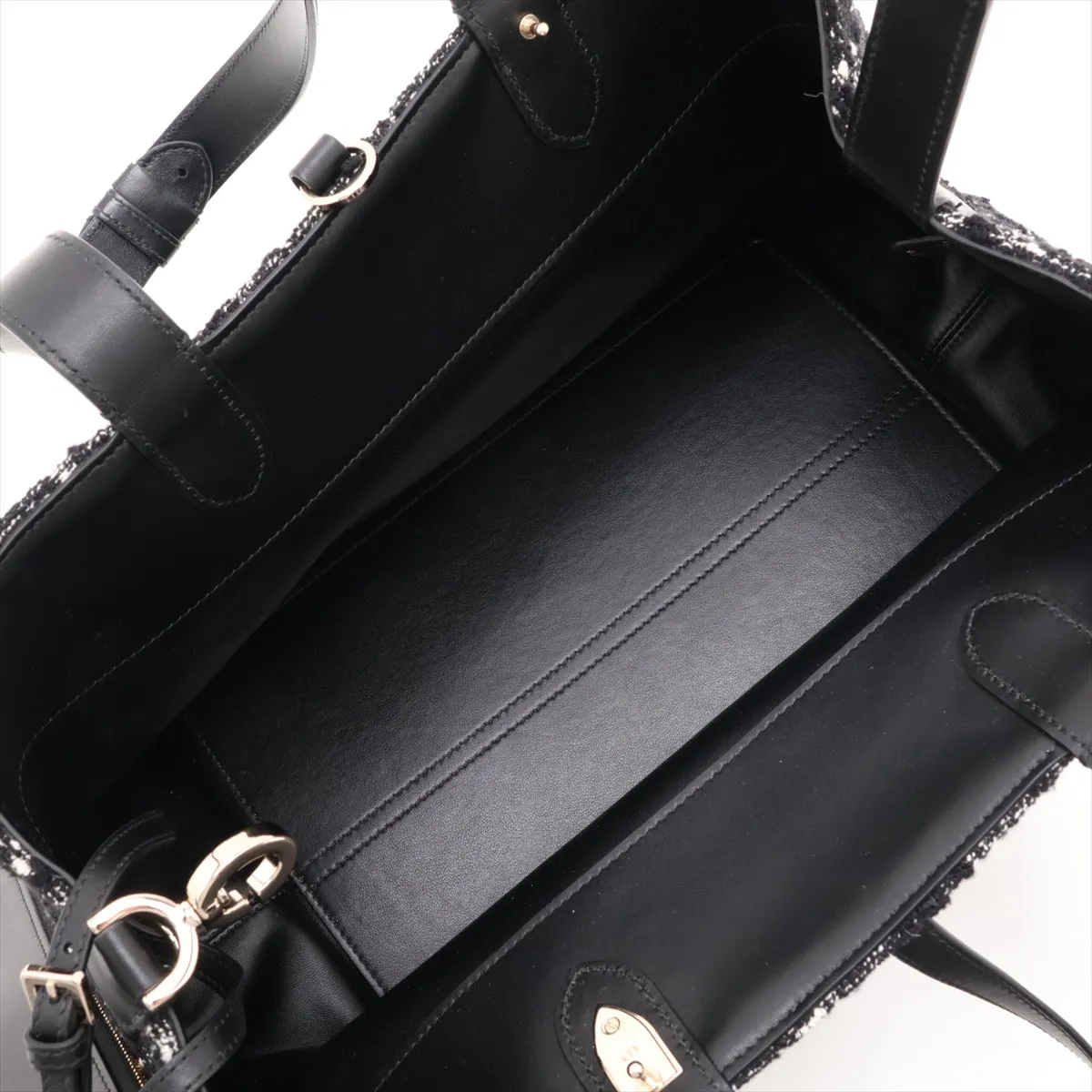 Toujours Tweed x Leather Tote Bag, Black — view 7