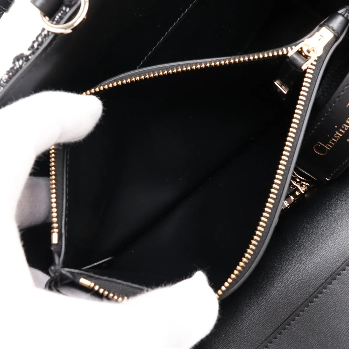 Toujours Tweed x Leather Tote Bag, Black — view 8