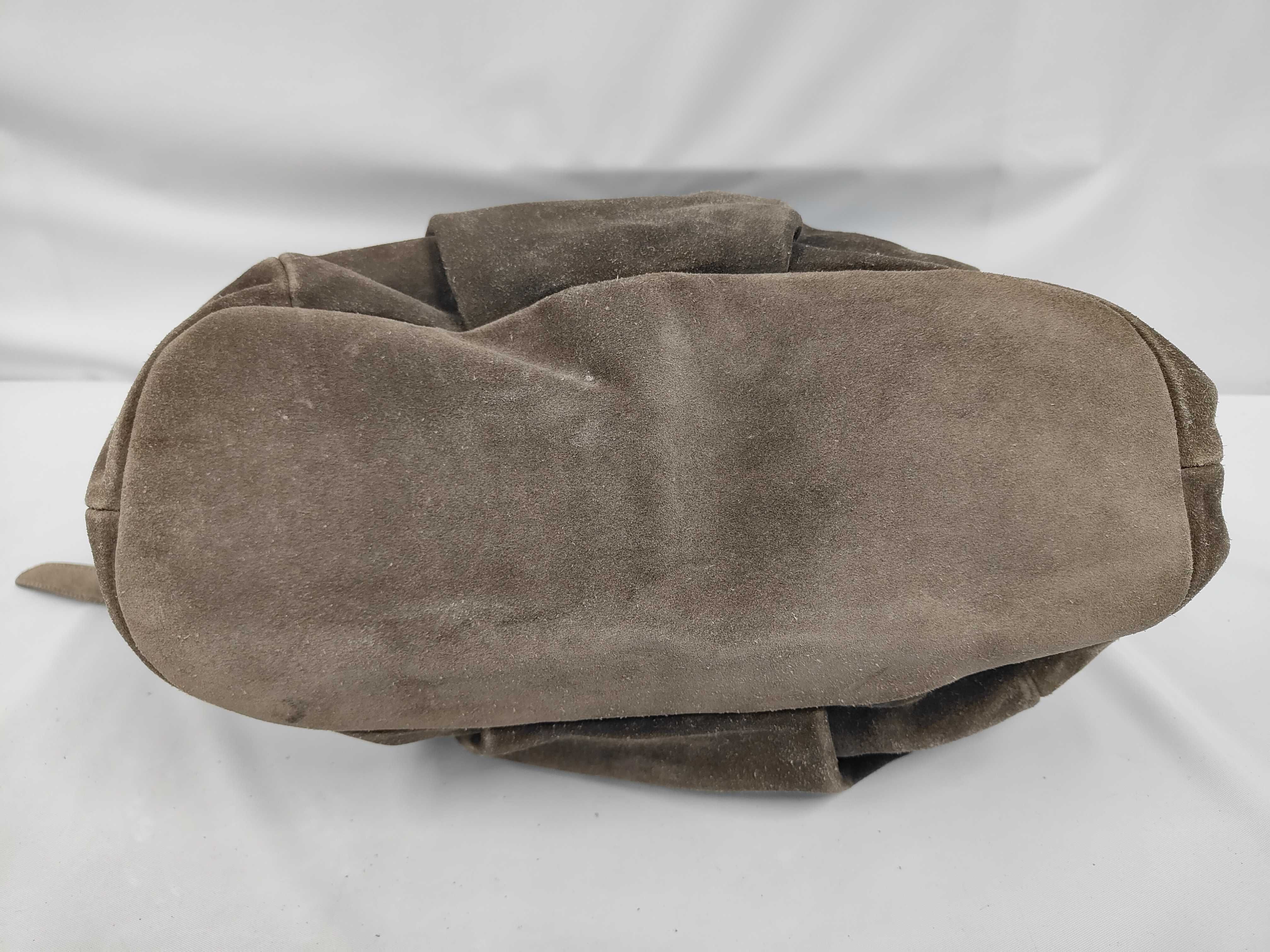 Suede 2-Way Handbag, Khaki, with Strap and Dust Bag. — view 3