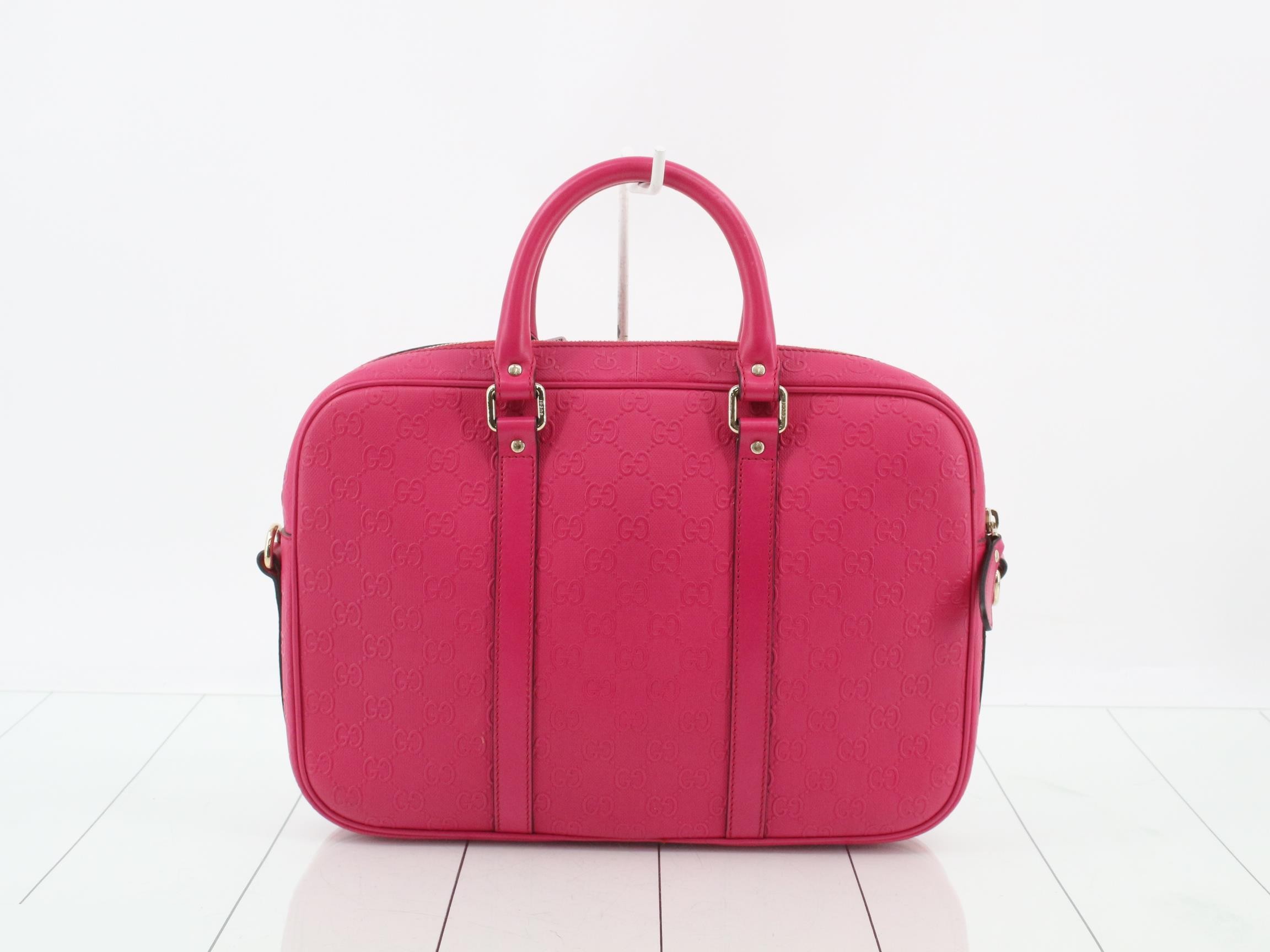 GG Embossed 2-Way Bag, Leather, Magenta — view 2
