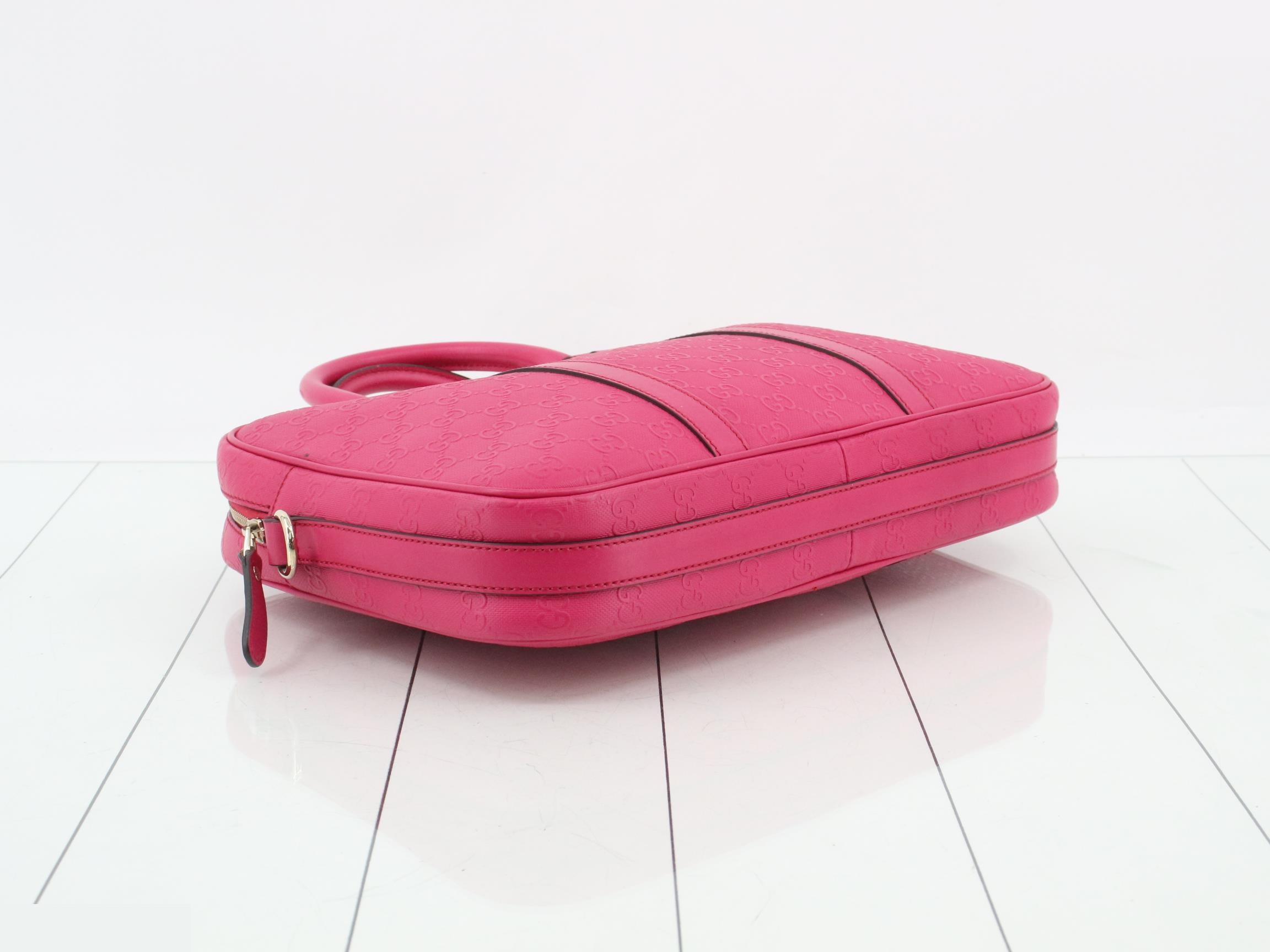 GG Embossed 2-Way Bag, Leather, Magenta — view 5