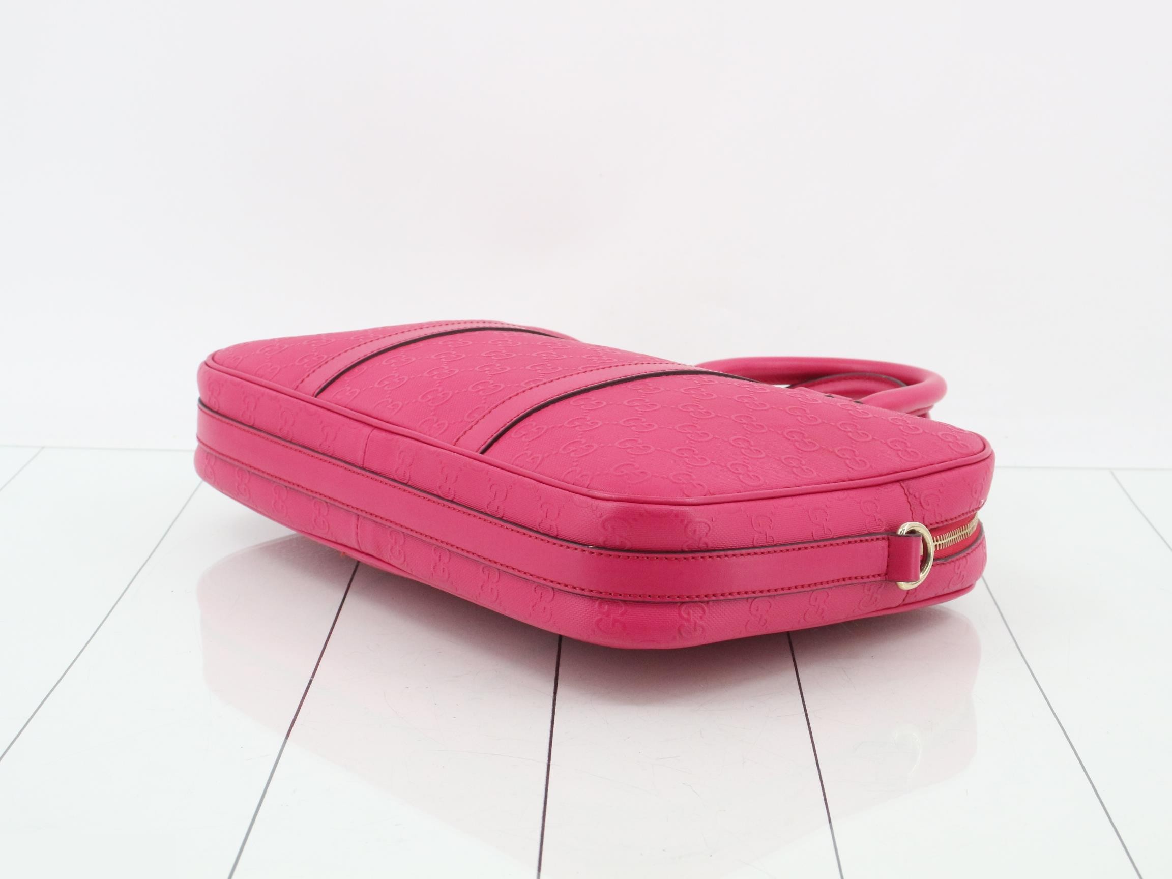 GG Embossed 2-Way Bag, Leather, Magenta — view 6
