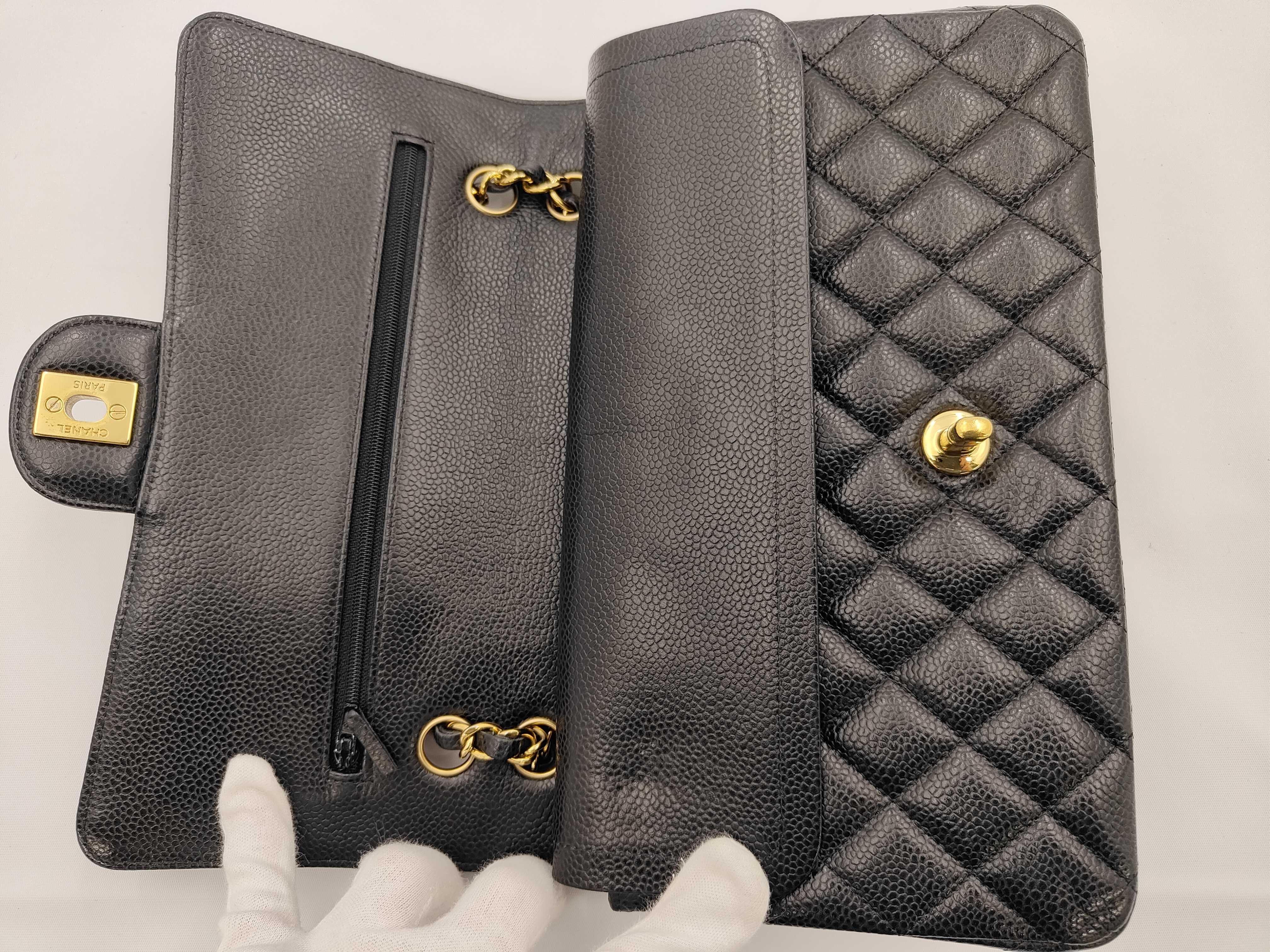 Double Flap Caviar Skin Shoulder Bag — view 14