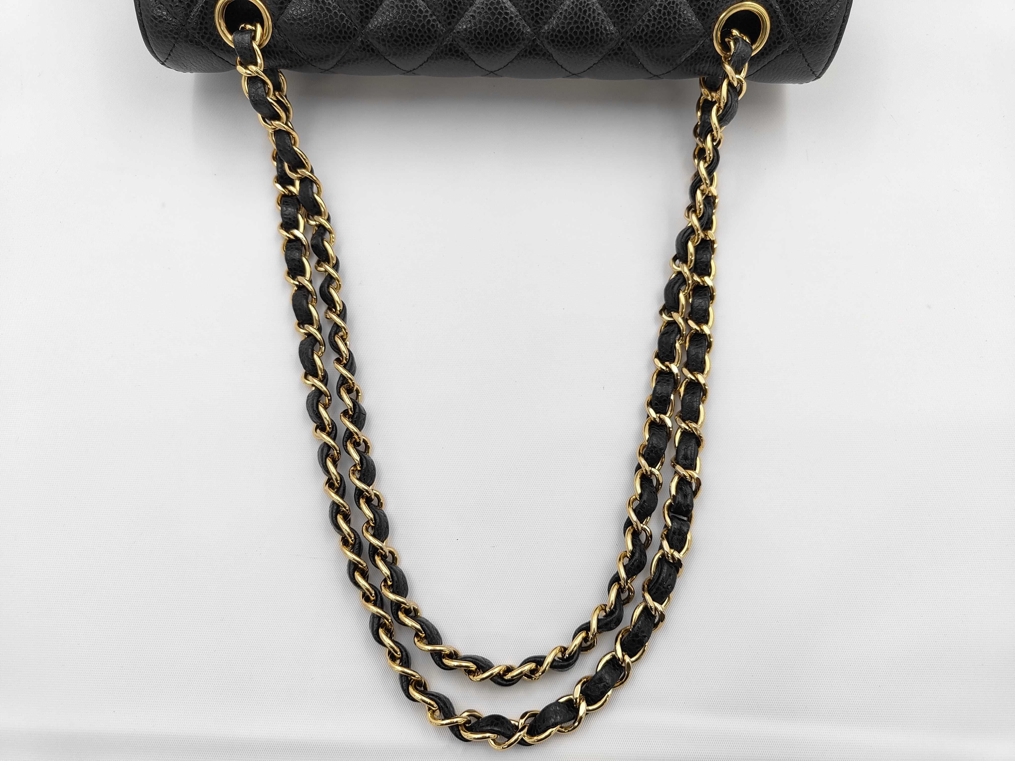 Double Flap Caviar Skin Shoulder Bag — view 3