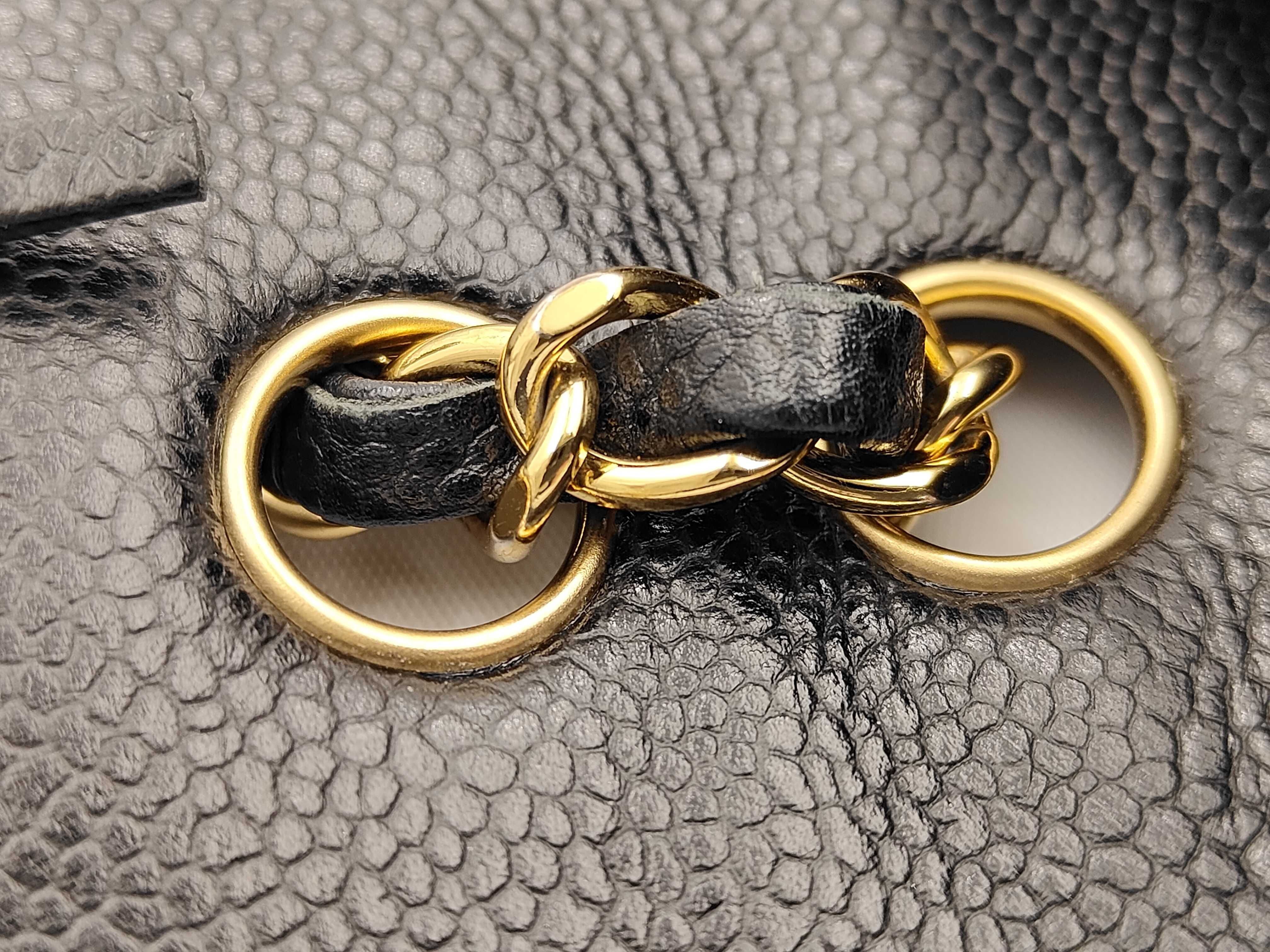 Double Flap Caviar Skin Shoulder Bag — view 7