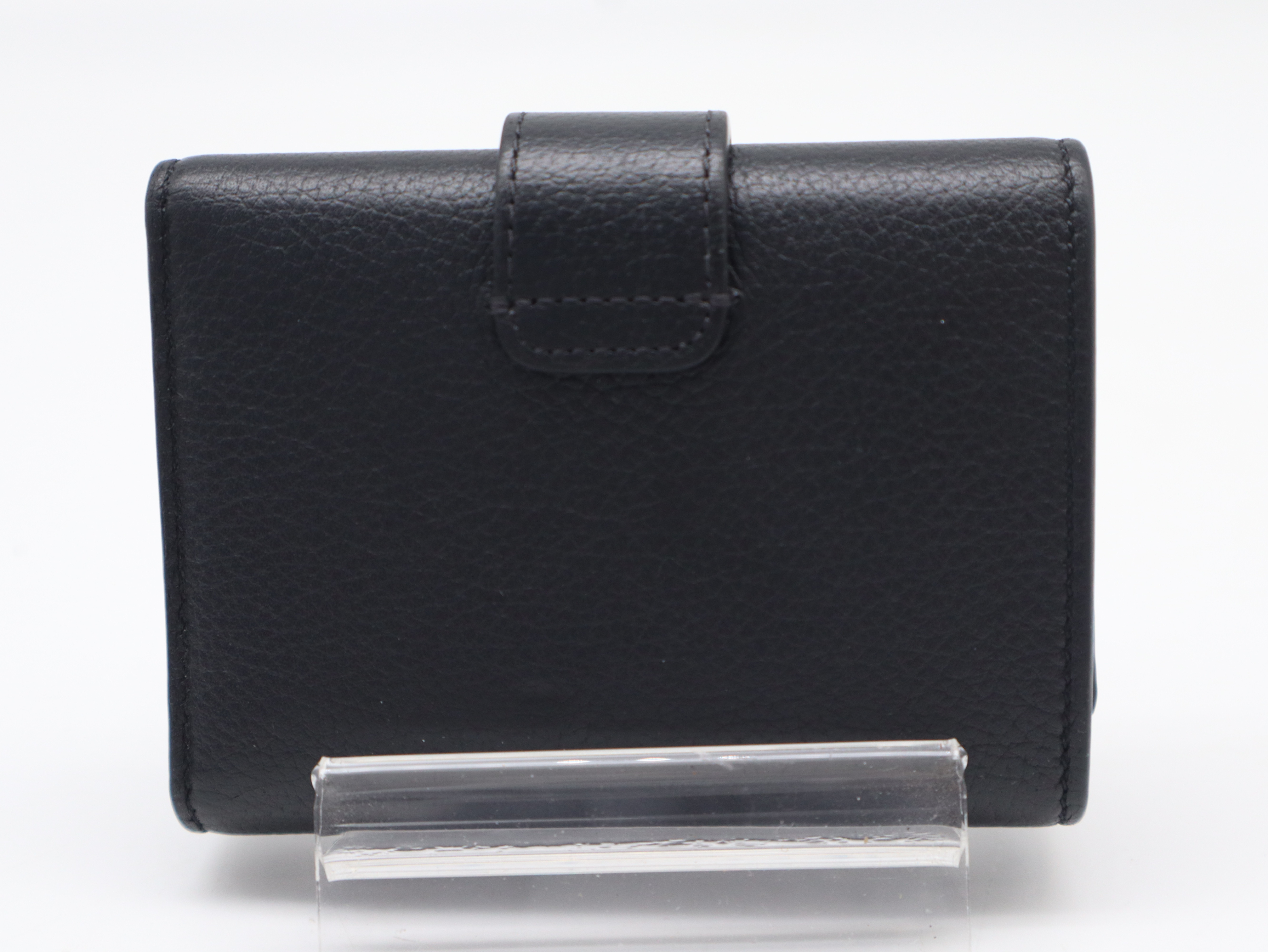Leather Fine Strap Wallet, Black, Gold Hardware — view 2