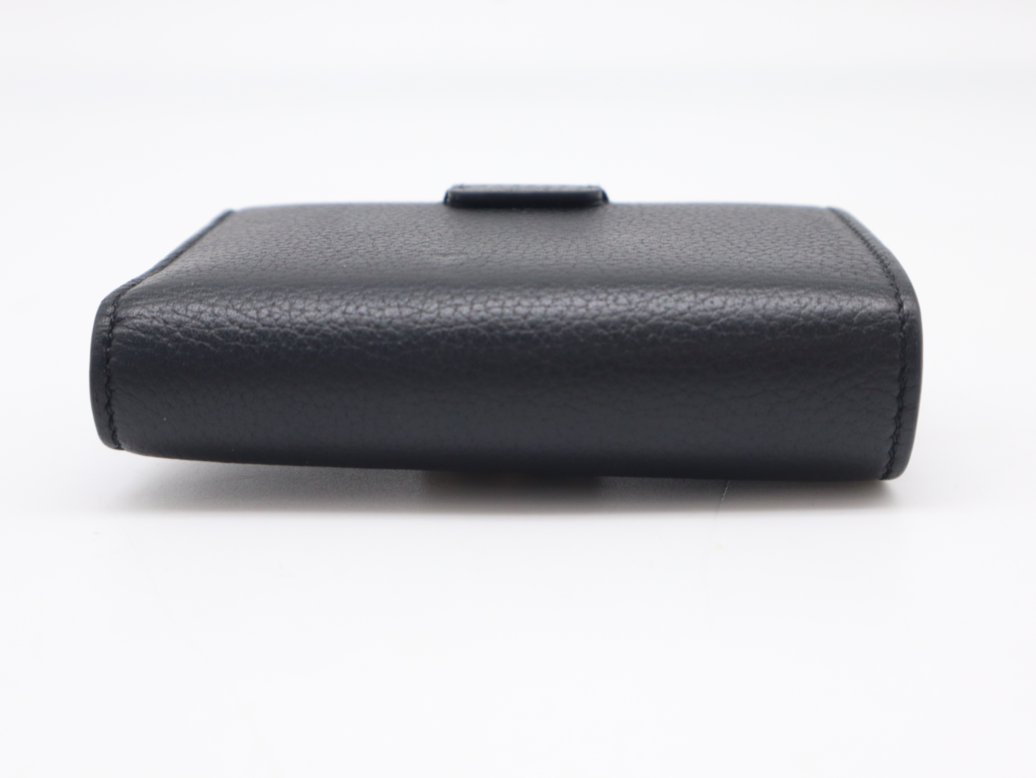 Leather Fine Strap Wallet, Black, Gold Hardware — view 4