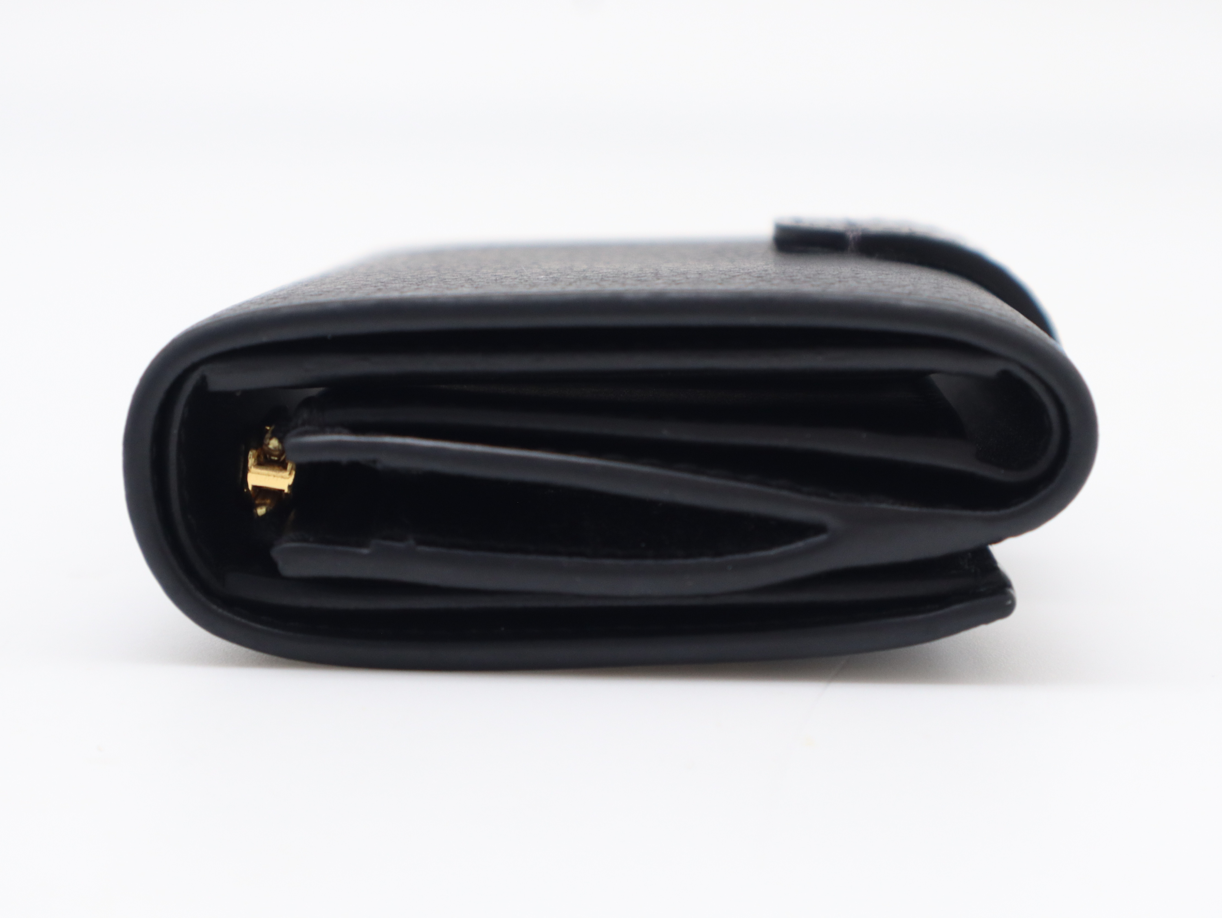 Leather Fine Strap Wallet, Black, Gold Hardware — view 6